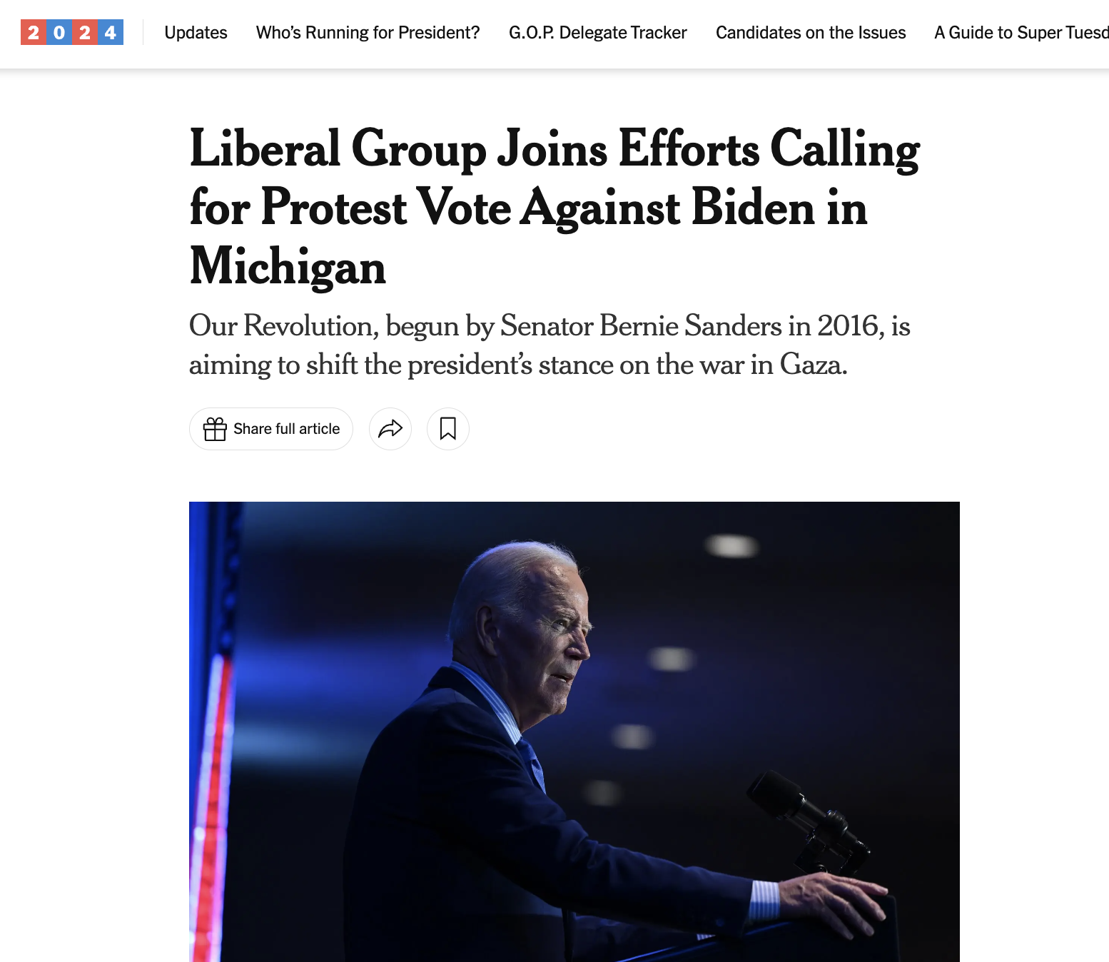 NYT: Liberal Group Joins Efforts Calling for Protest Vote Against Biden in Michigan