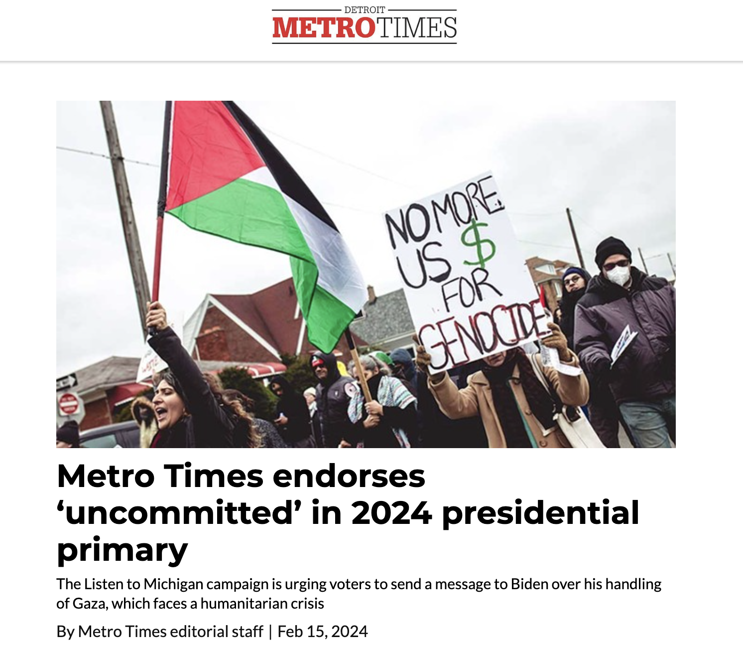 Metro Times endorses ‘uncommitted’ in 2024 presidential primary