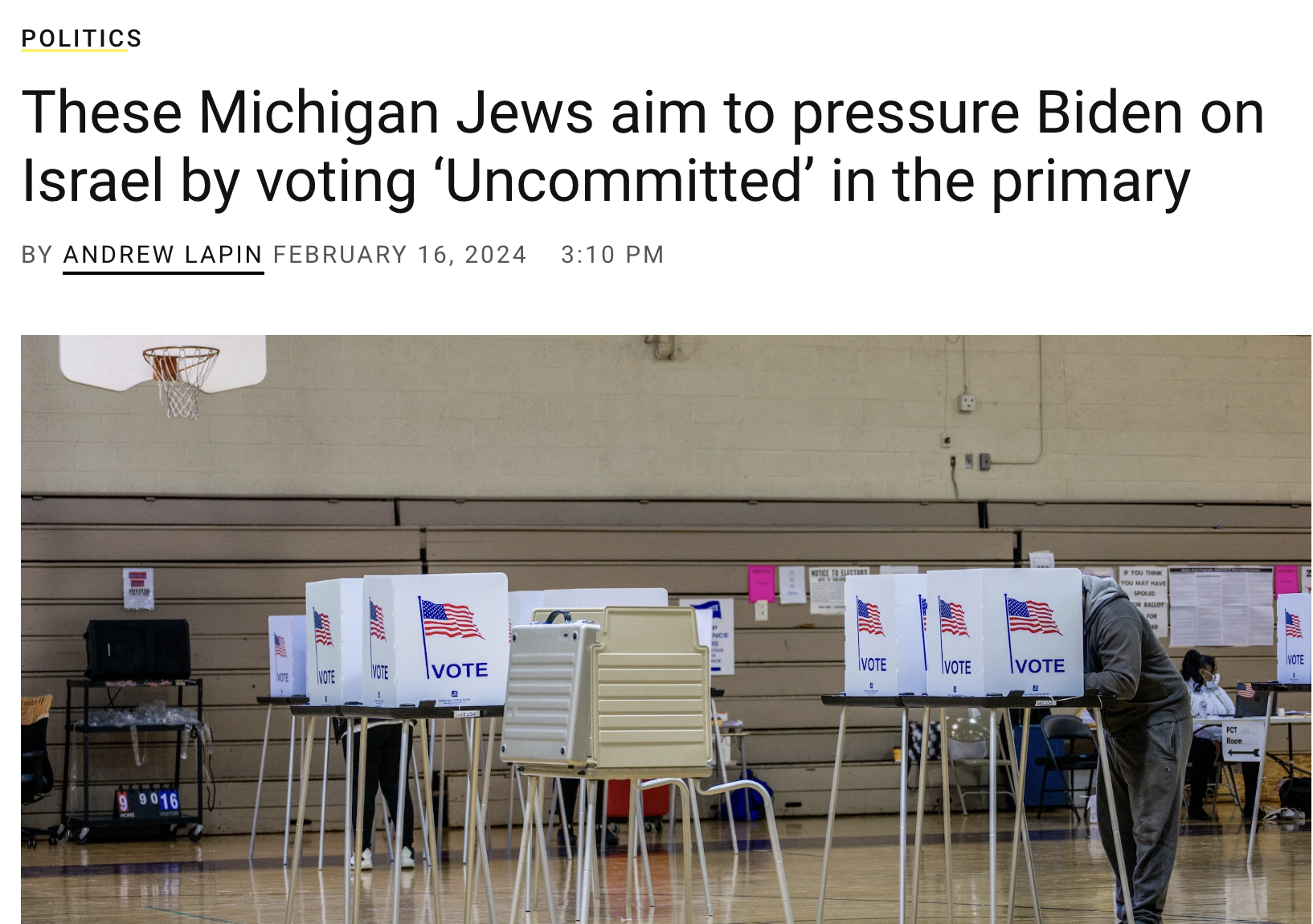 Jewish Telegraphic Agency: These Michigan Jews aim to pressure Biden on Israel by voting ‘Uncommitted’ in the primary