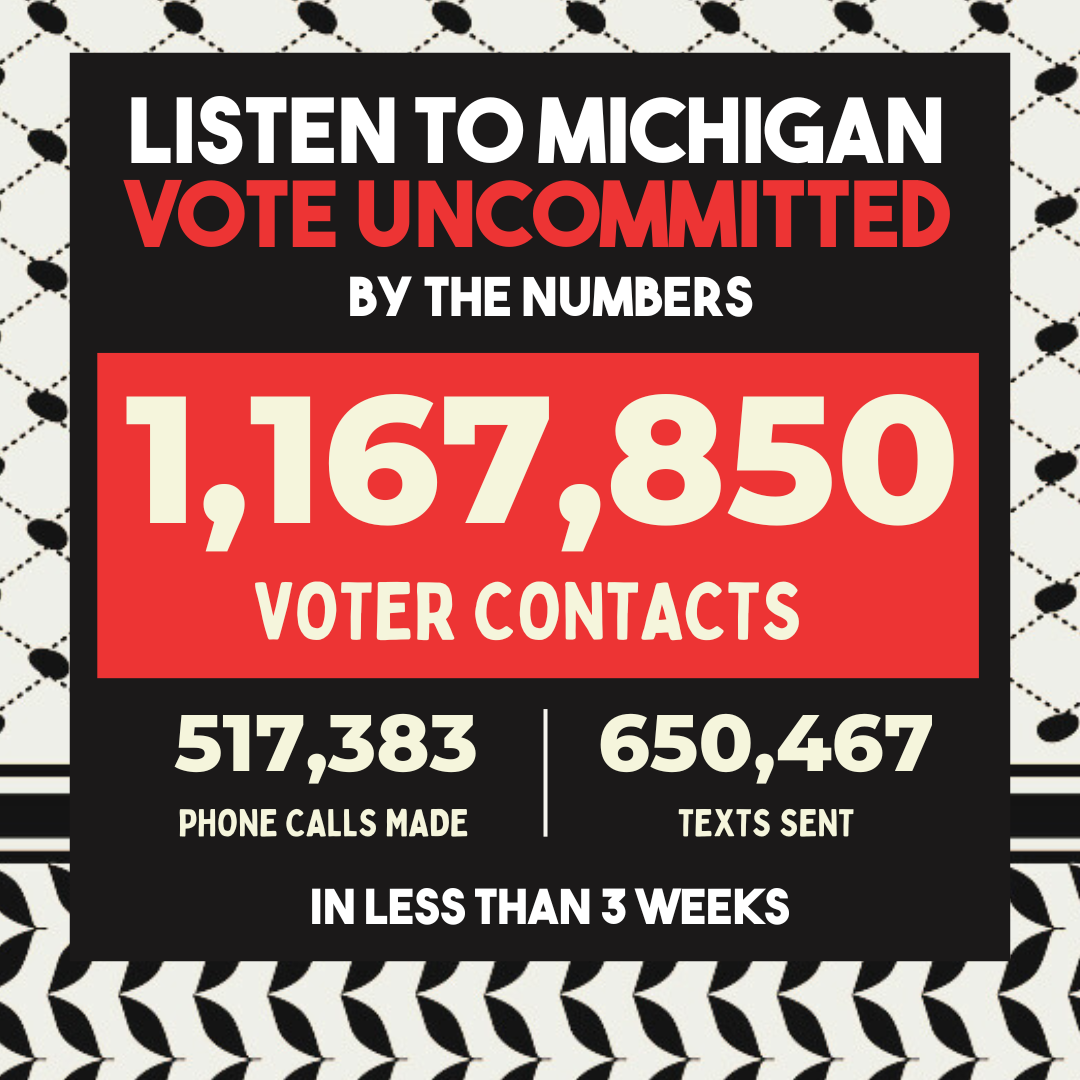 1,167,850 Michigan Voters Contacted to Vote Uncommitted in Less Than Three Weeks