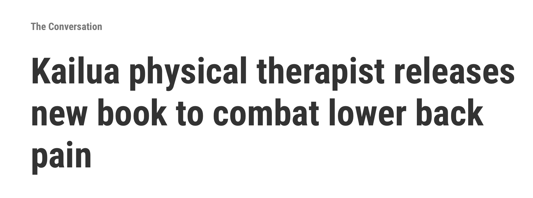 Headline: Kailua physical therapist releases new book to combat lower back pain