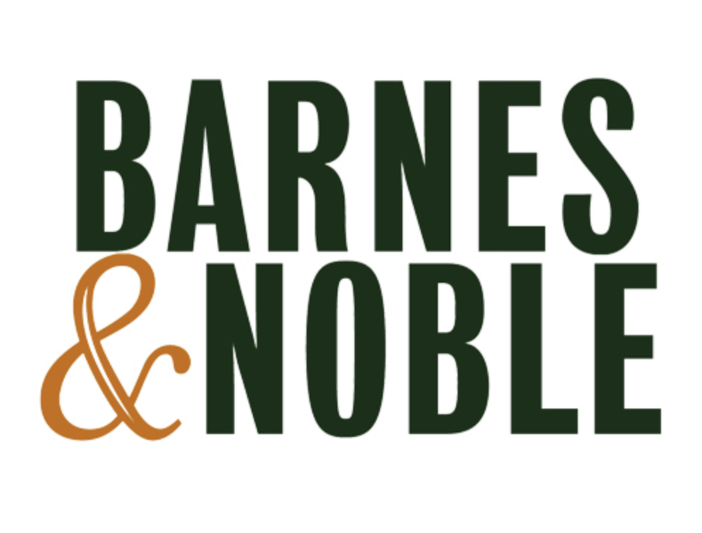 Barnes & Noble logo with green text and orange ampersand