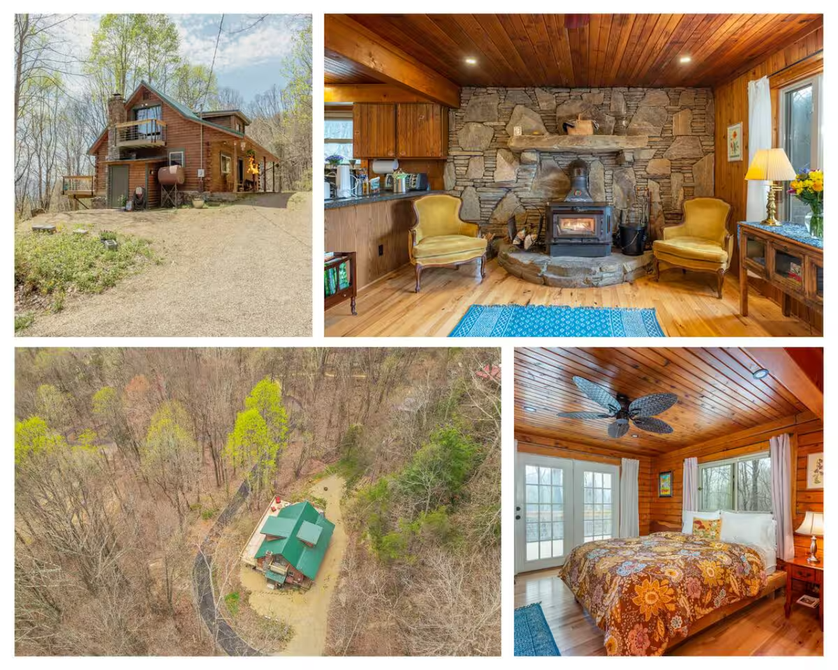 Log cabin rent rental Weaverville Asheville Blue Ridge Appalachian