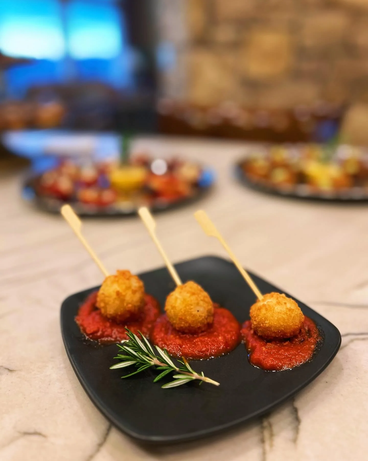 3 Arancini Balls Short Rib and Cheese on a stick