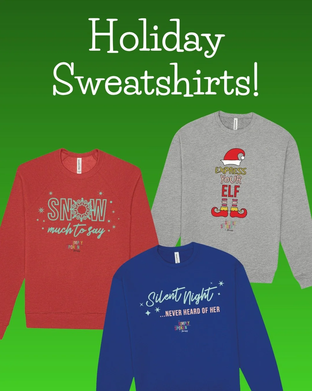 🎁 Holiday Sweatshirt Presale Alert! 🎁
You want a cozy sweatshirt - we got you!
Available for presale Nov 3&ndash;22, these comfy crews are perfect for:
🎅 Gifting to your favorite h-loving friend
🎅 Gifting to your favorite holiday-loving friend
🎁