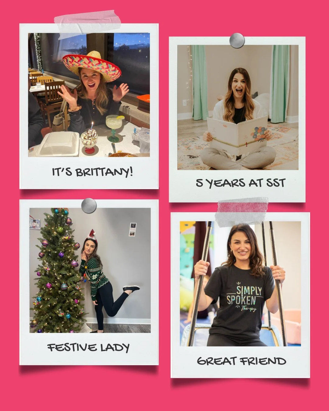 Happy 5-year work-iversary, Ms. Brittany!! 🎉

Five whole years of big heart, playful magic, and helping our kiddos find their voices. We are so lucky to have you on our Simply Spoken team! Thank you for all the love, laughs, and incredible care you 