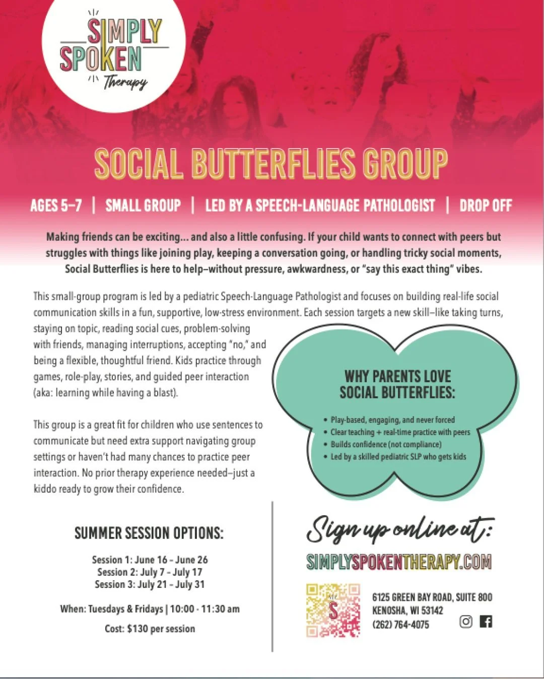 Some kids make friends easily.
Some kids want to make friends&hellip; but aren&rsquo;t quite sure how to jump into the game, keep a conversation going, or handle those tricky playground moments.

That&rsquo;s exactly why we created Social Butterflies