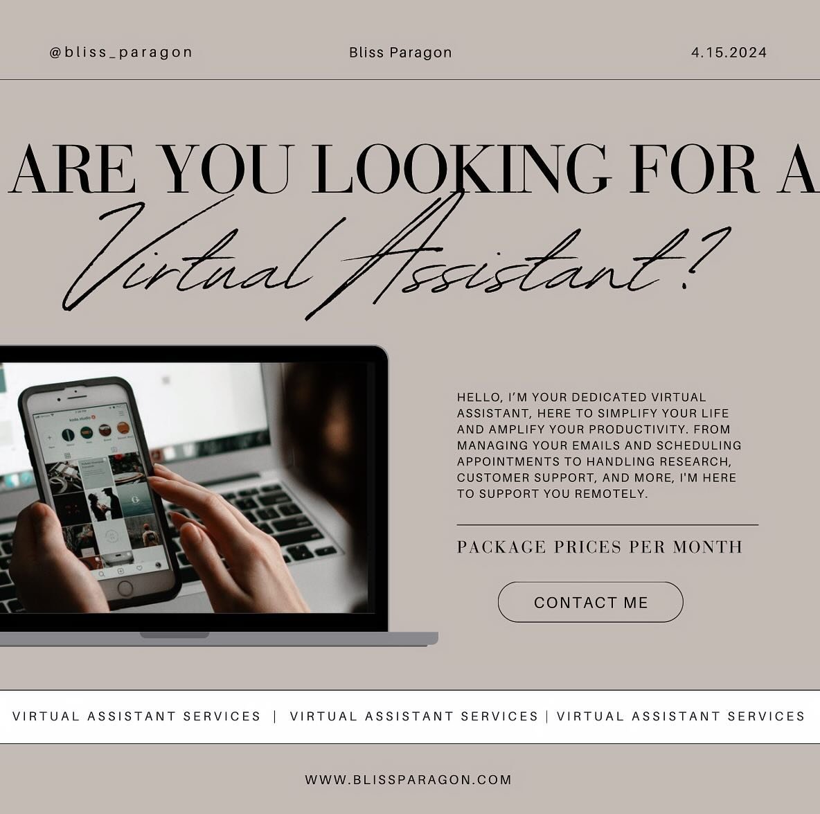 Time is your most valuable asset. Harness the power of a virtual assistant to unlock precious hours in your day and focus on what truly matters!

 #MaximizeYourTime #VirtualAssistant #BusinessAssistant