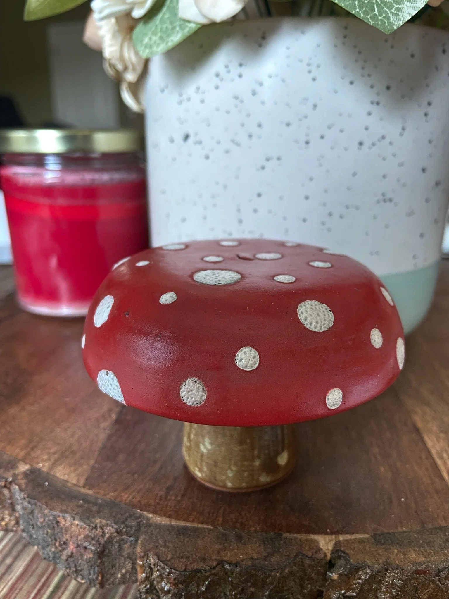 Whimsical little mushroom handmade by Liza in Asheville NC 