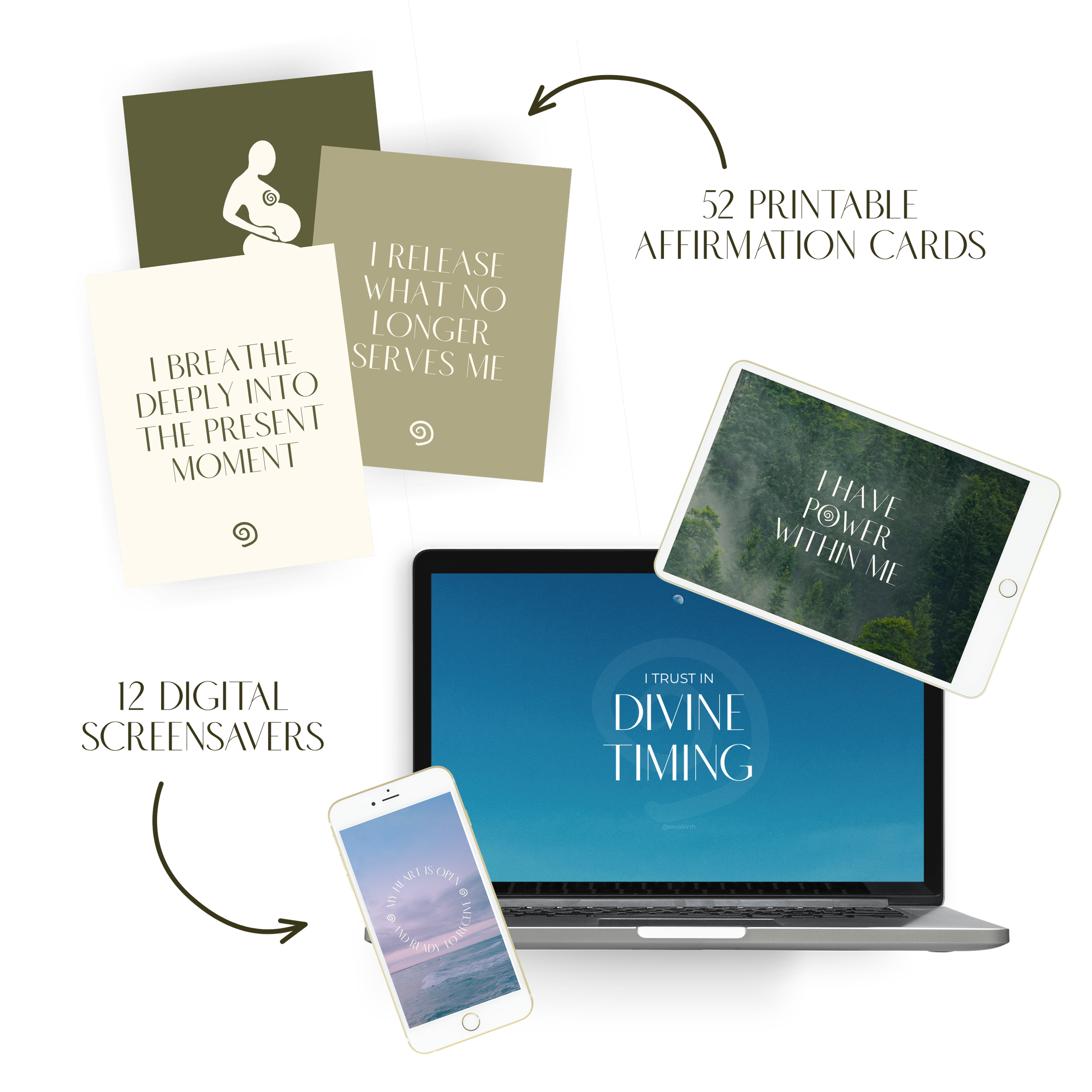 Image of affirmation cards and digital screensavers