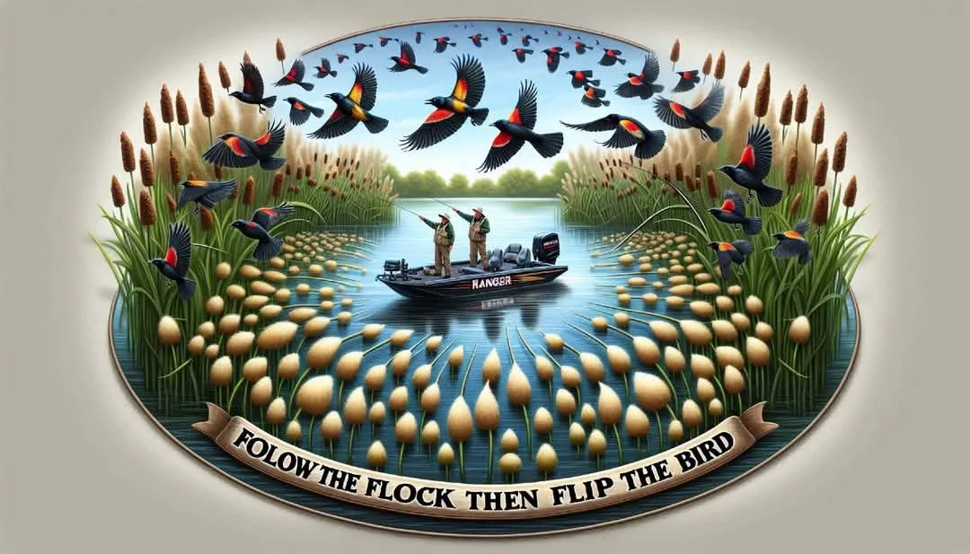 Redwing Black birds on lakes bass love to eat them