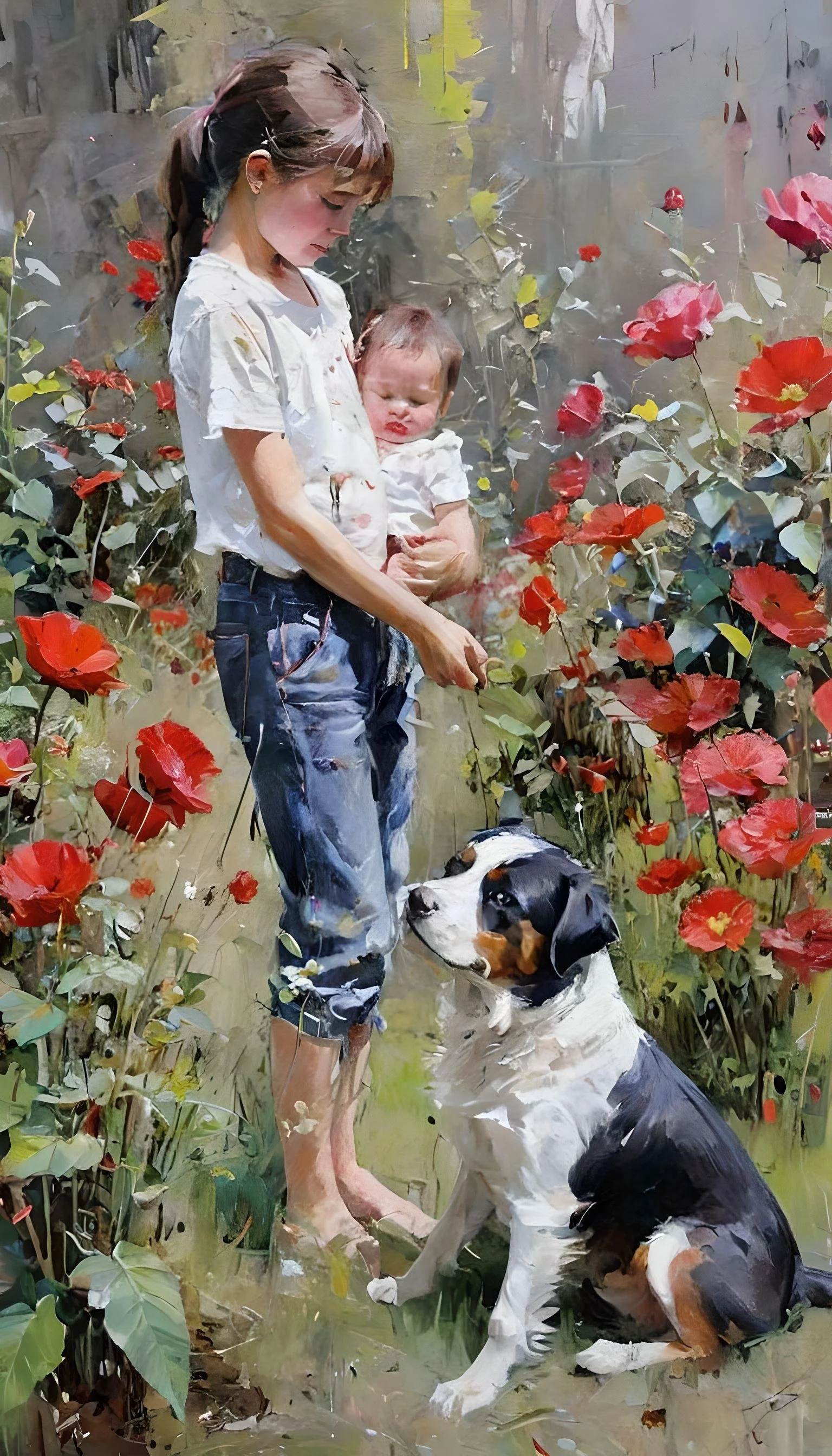 MOMMY AND BABY PLAYING WITH SCOUT