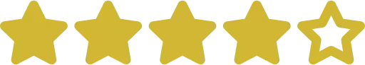 Five gold stars and one gray star rating
