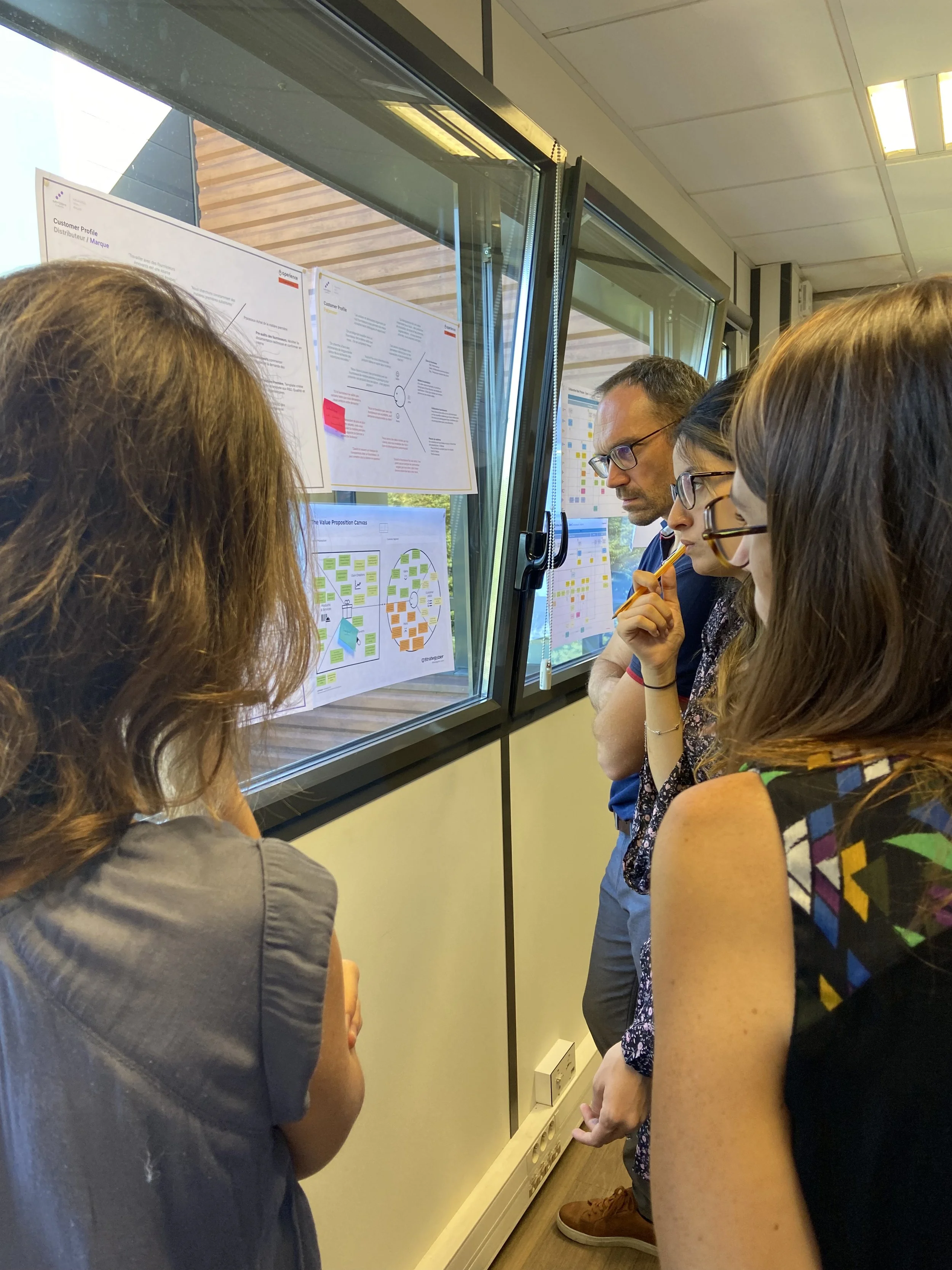 L'équipe travaillant sur le value proposition canvas