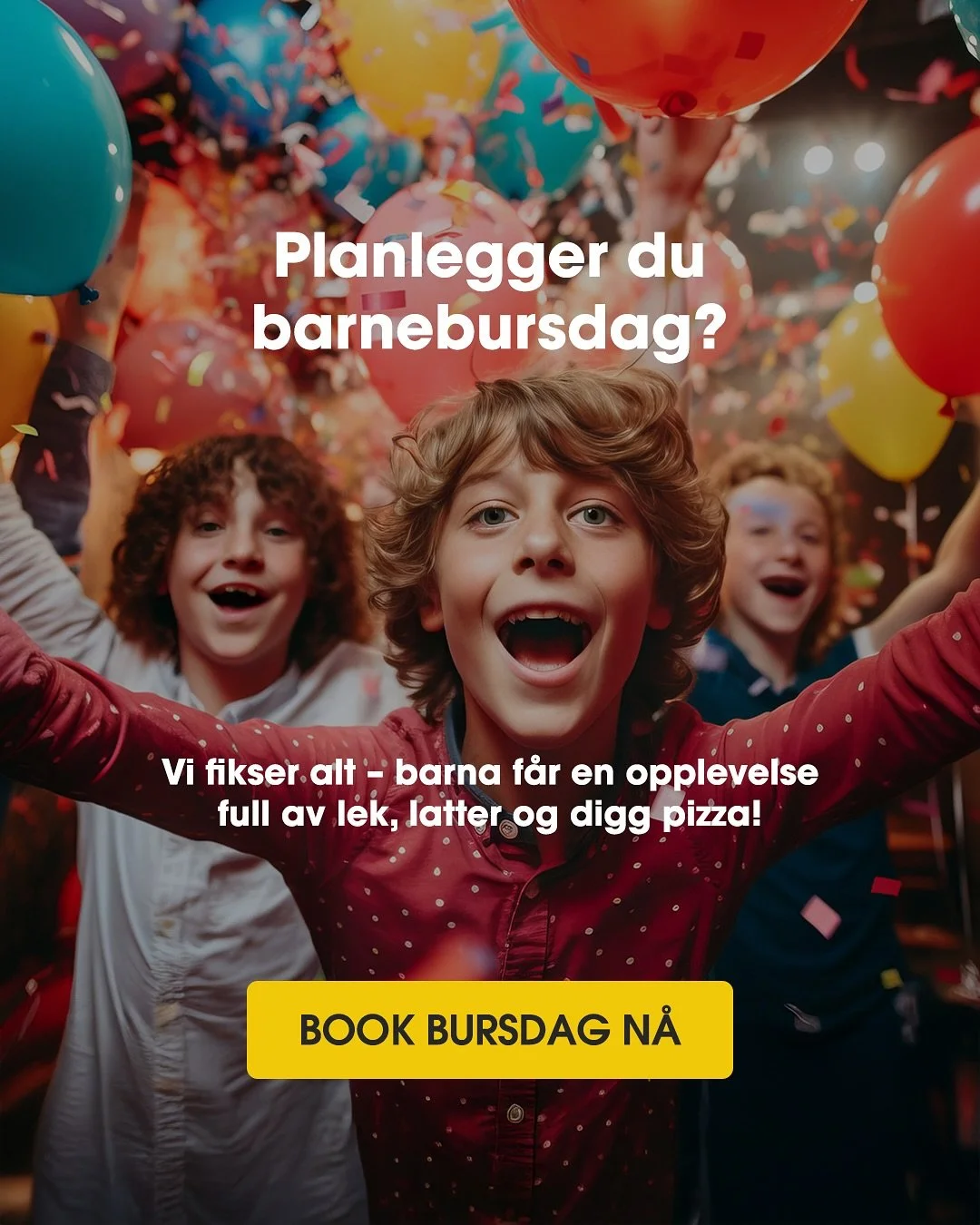 🎉 Planlegg en bursdag barna aldri glemmer! 🎂
Hos Tivoli Game Bar Sandnes får dere:
✨ Morsomme aktiviteter som mini-bowling, minigolf og spill
🍕 Digg pizza i samarbeid med Digg Pizza
🙌 Vi fikser alt – dere kan bare slappe av
🥳 En bur