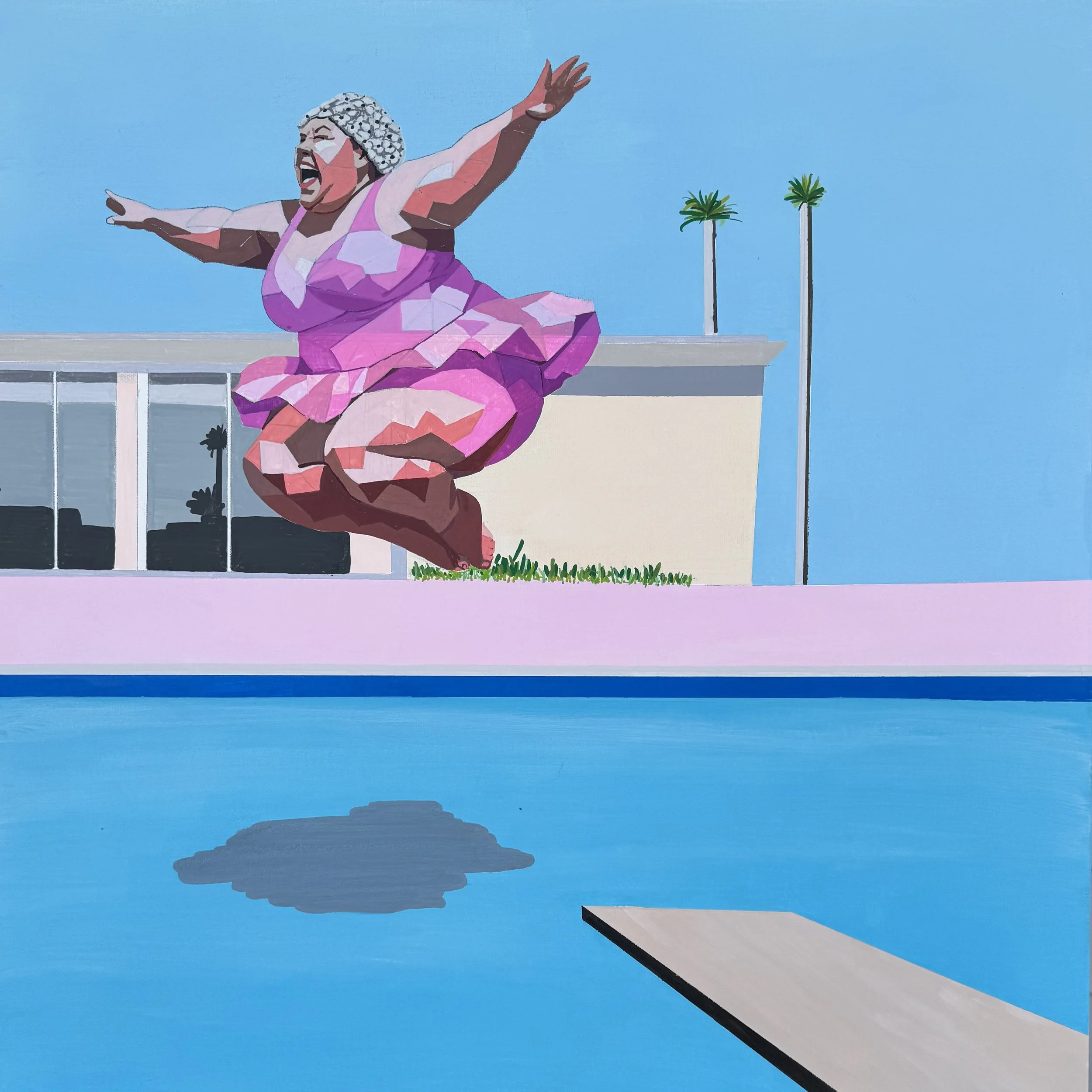 Before Her Splash, 24x24 Acrylic on Canvas, 2026