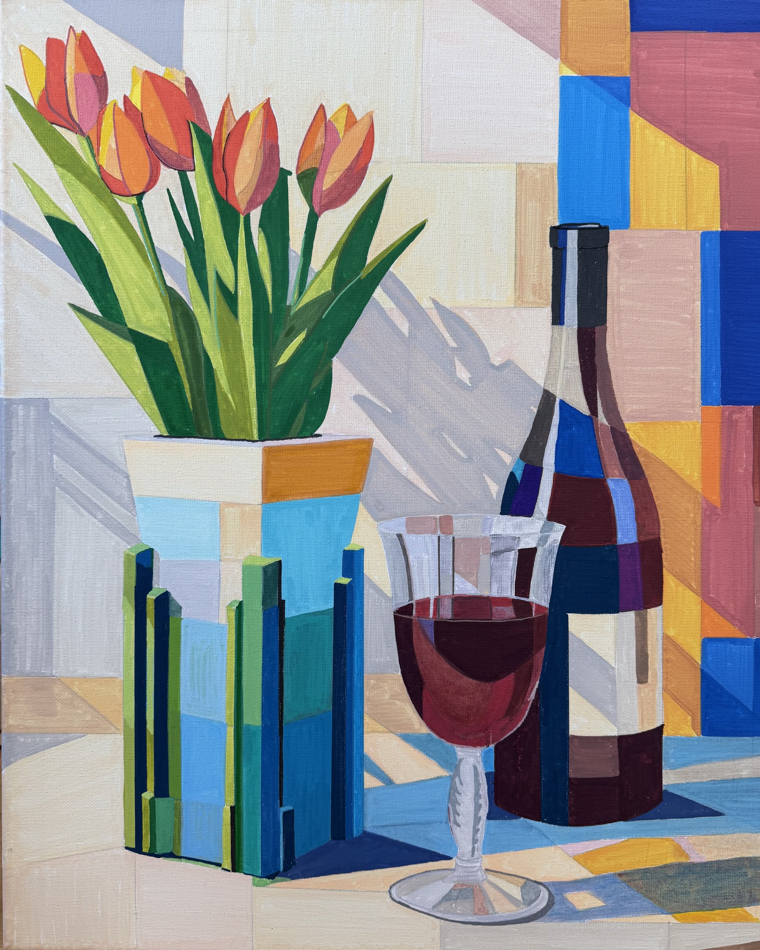 Afternoon with Tulips 16x20, Acrylic on canas 2026