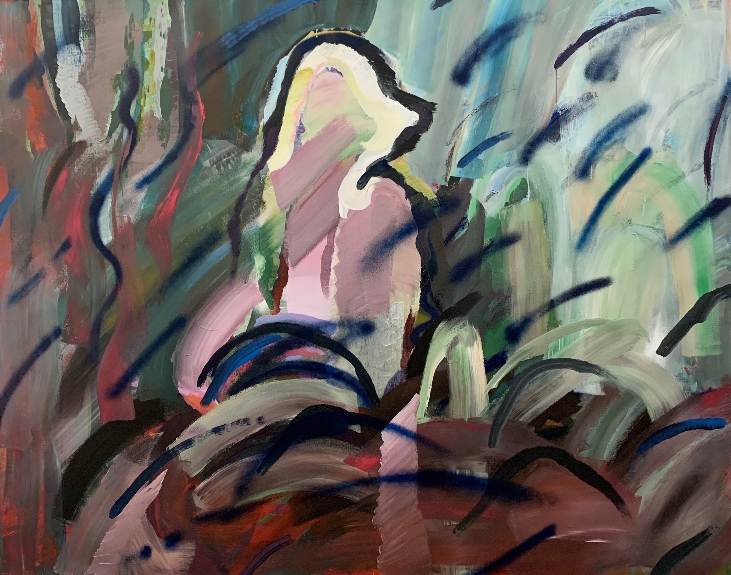 I can hardly remember / 180cm x 160cm / pigment sticks, spray paint, acrylic and oil on linen / 2022