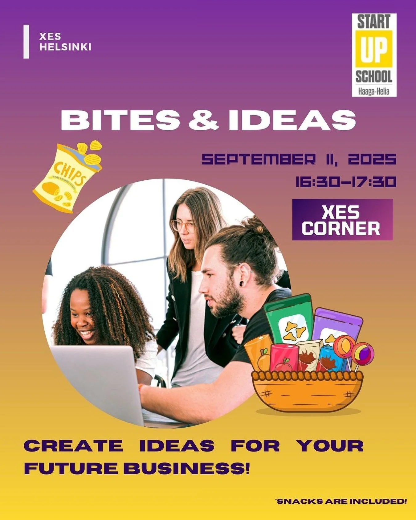 ❓Ever wondered what it&rsquo;s like to be an entrepreneur? Curious to step into the shoes of a business owner and tackle real business challenges?

If YES - this event is for you! 👇

✨ Bites &amp; Ideas ✨
An event organized by XES and Haaga-Helia St