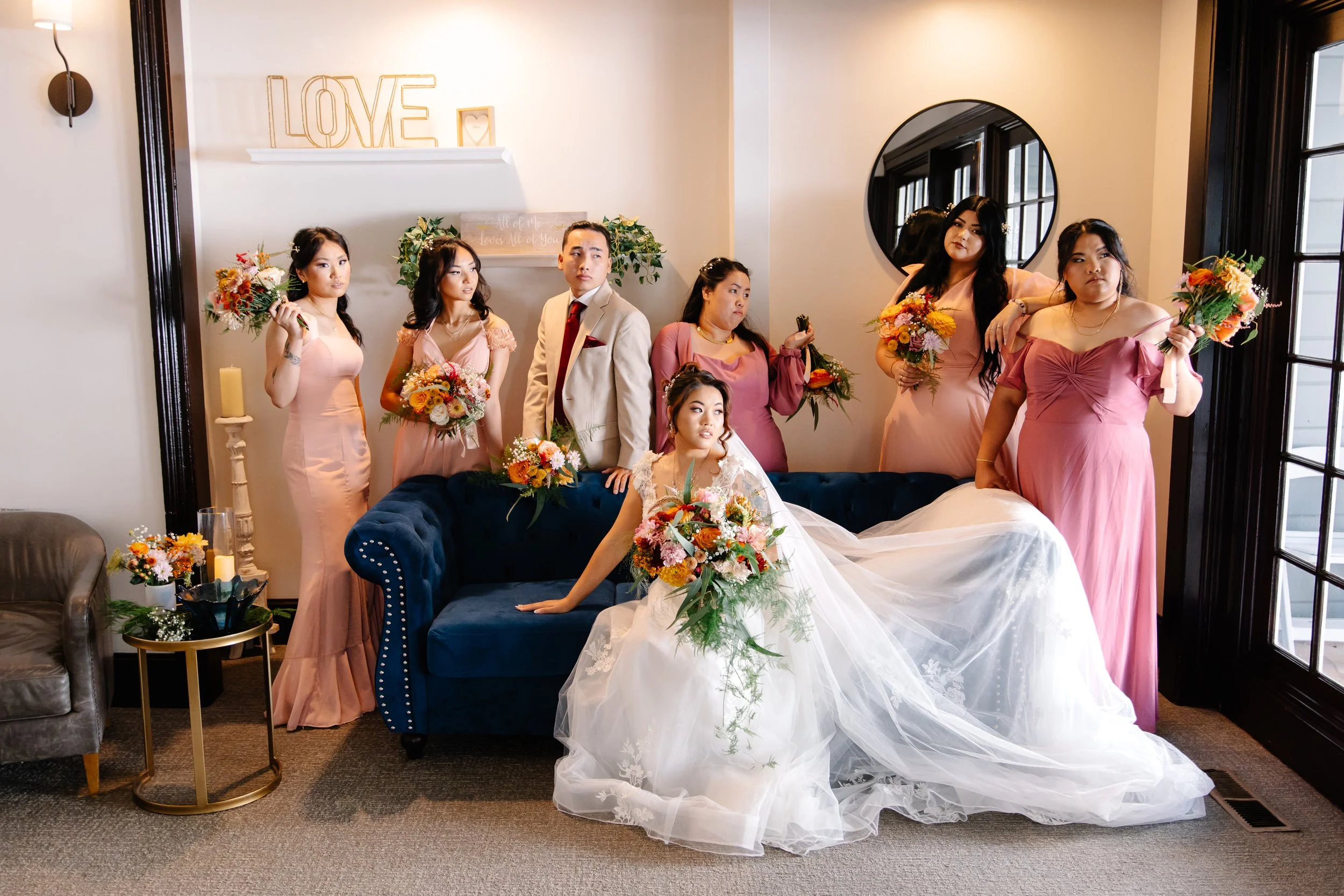 Northern California Wedding Florist, Bridal Party Bright Summer Florals