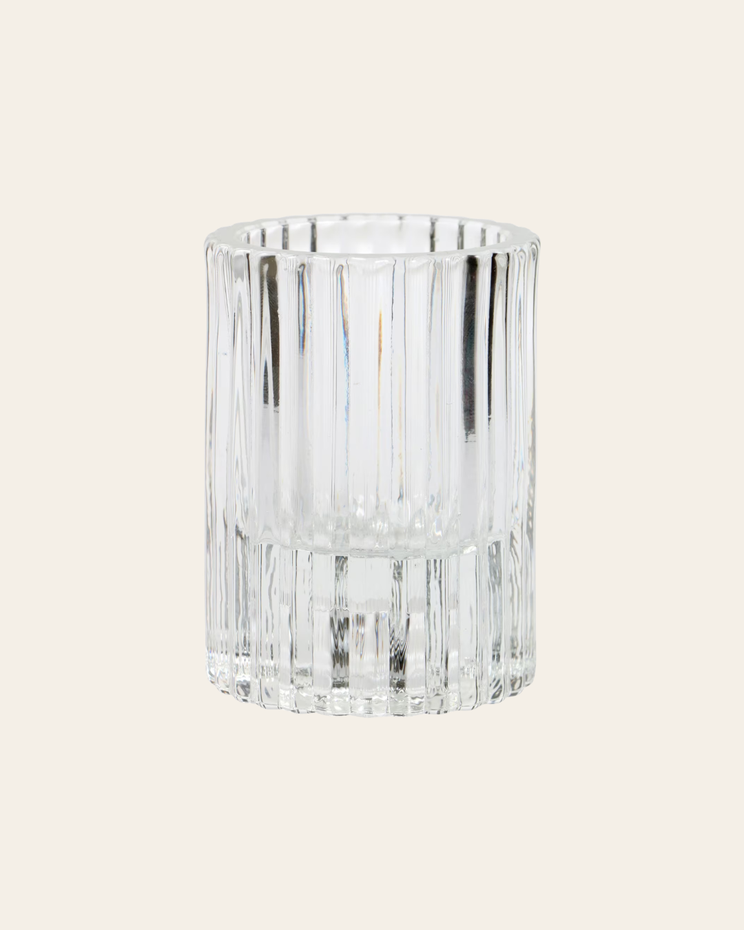 Ribbed Glass Votive Candle Holder