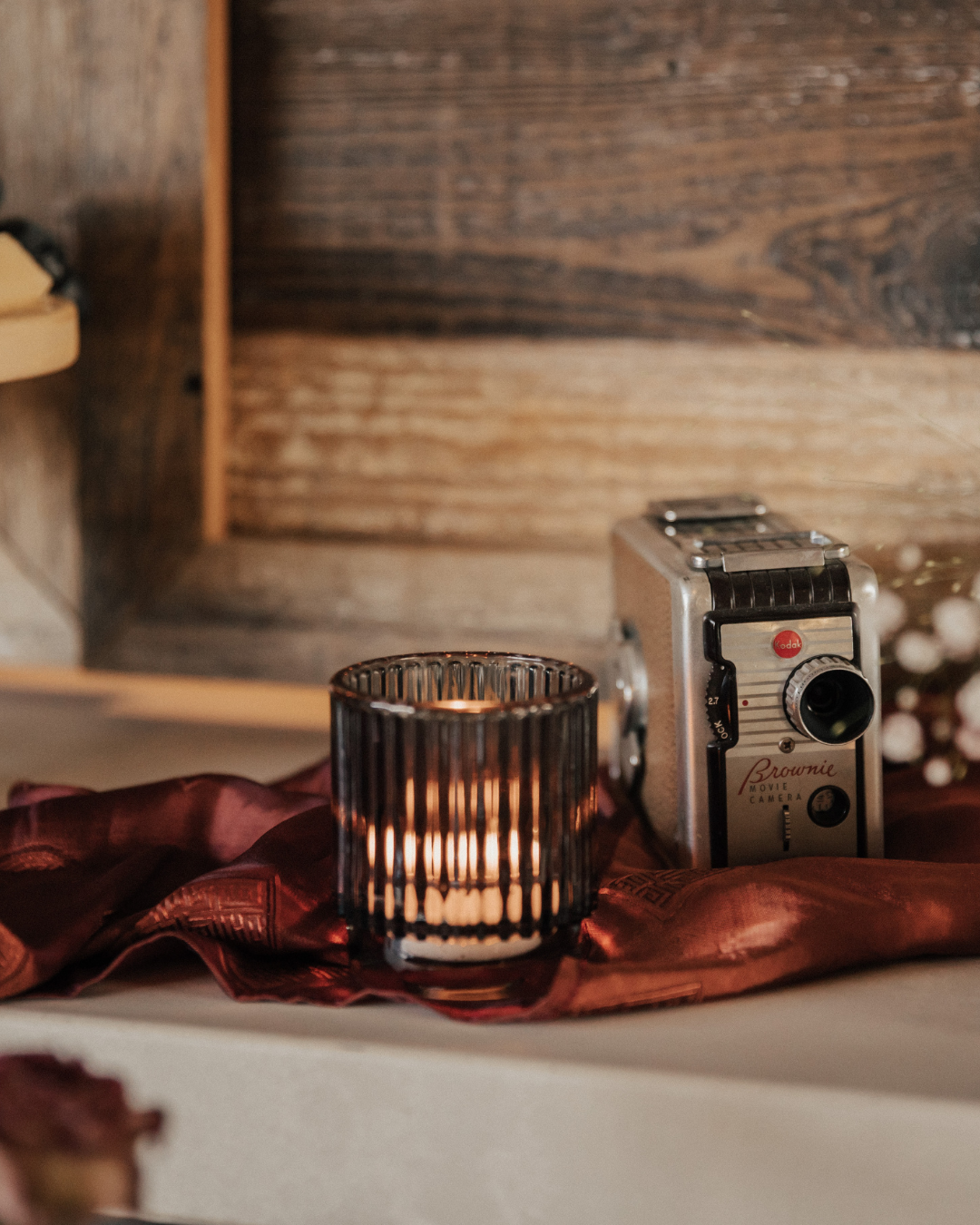 Smoke Ribbed Votive Holder