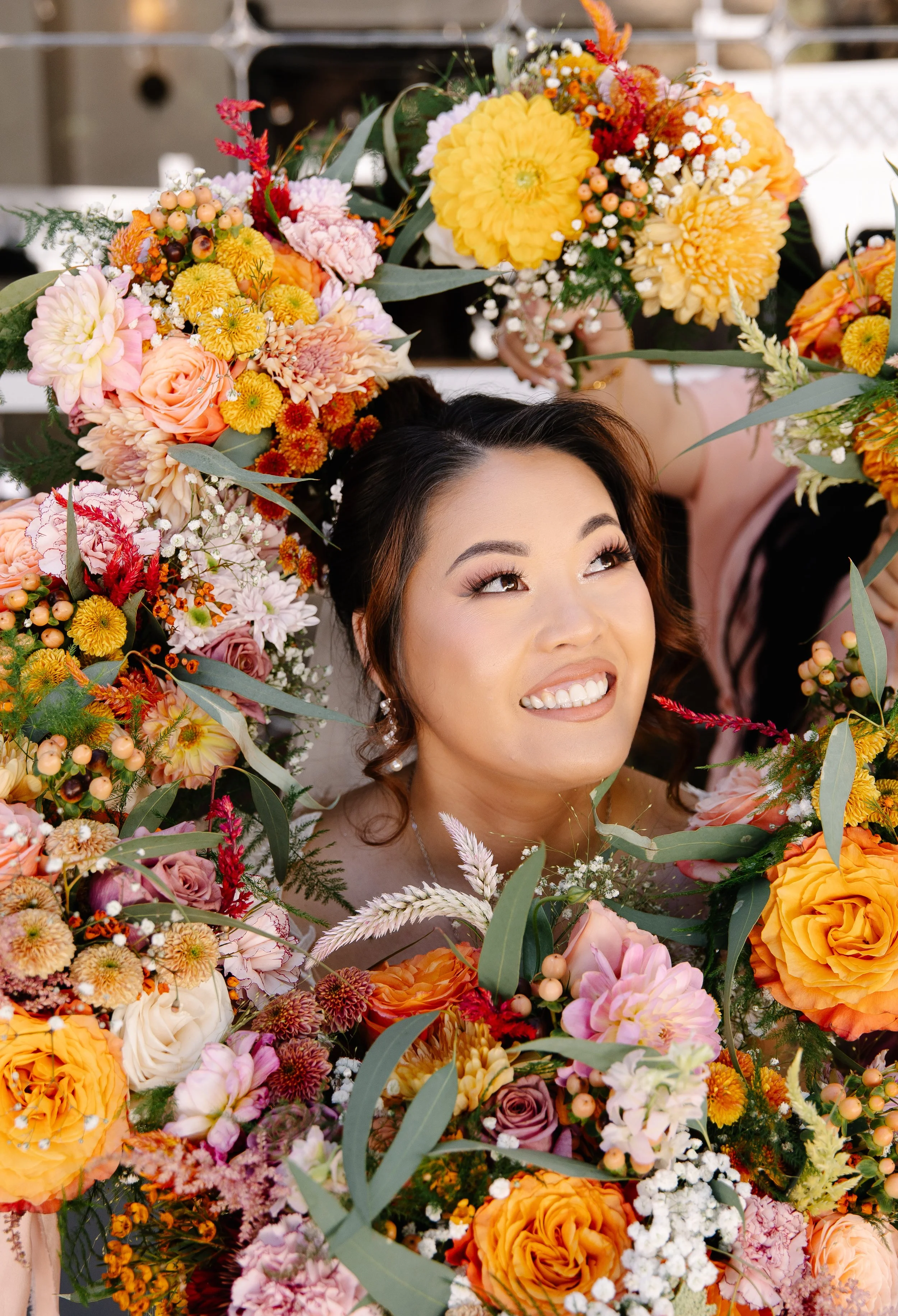 Northern California Wedding Florist, Bridal Party Bright Summer Florals