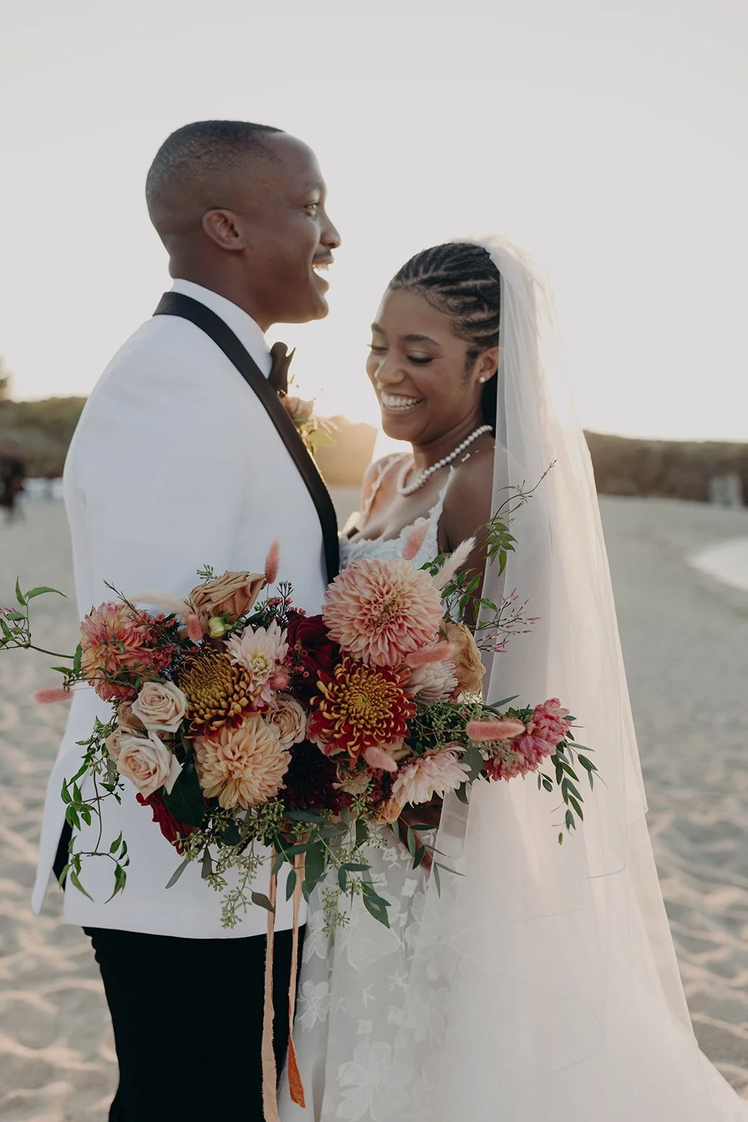 Gorgeous Wedding Couple enjoying the Sunset in Carmel, California. Photo by Preserve Studio.