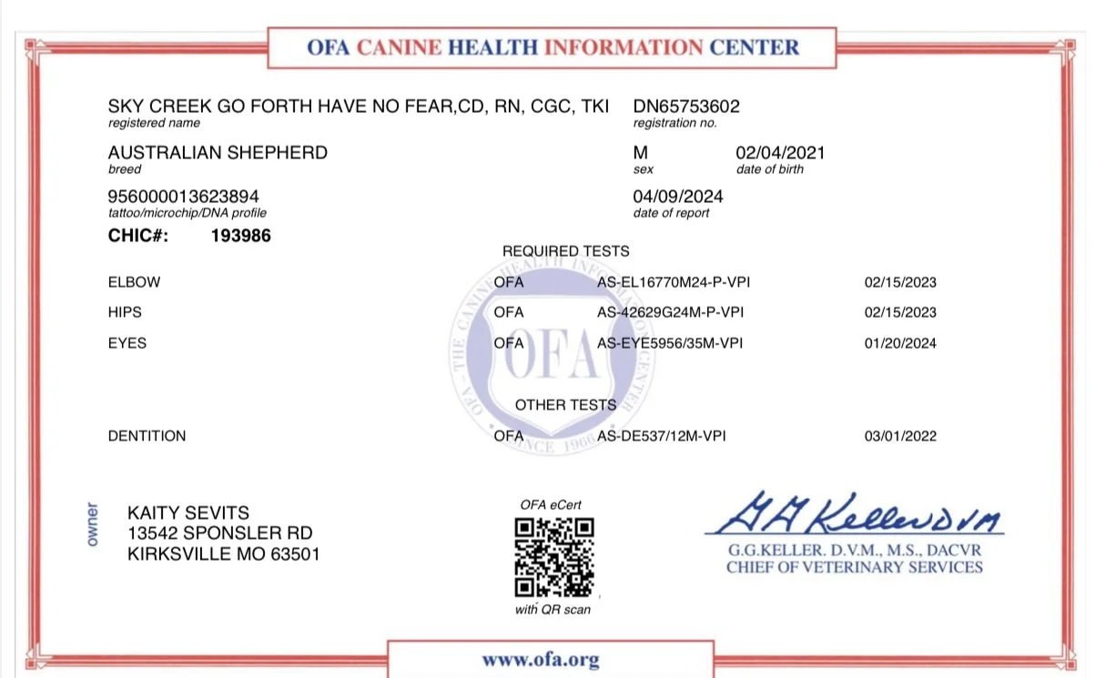 Health Testing & Pedigree