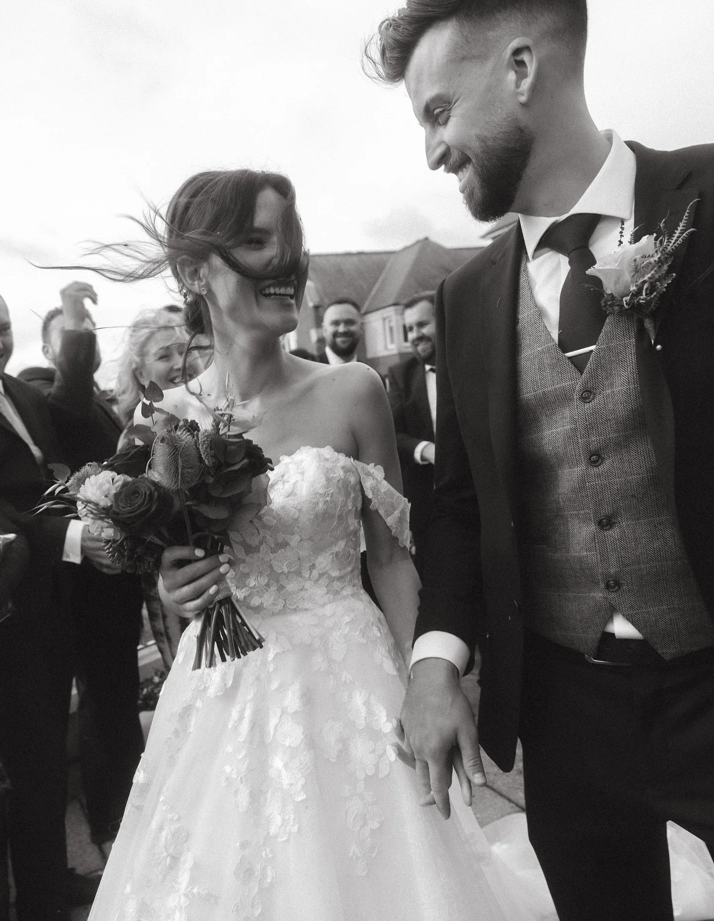 Not even Storm Amy&rsquo;s gale force winds could get in the way of the most joyful confetti exit on Gina &amp; Jonny&rsquo;s day ❣️