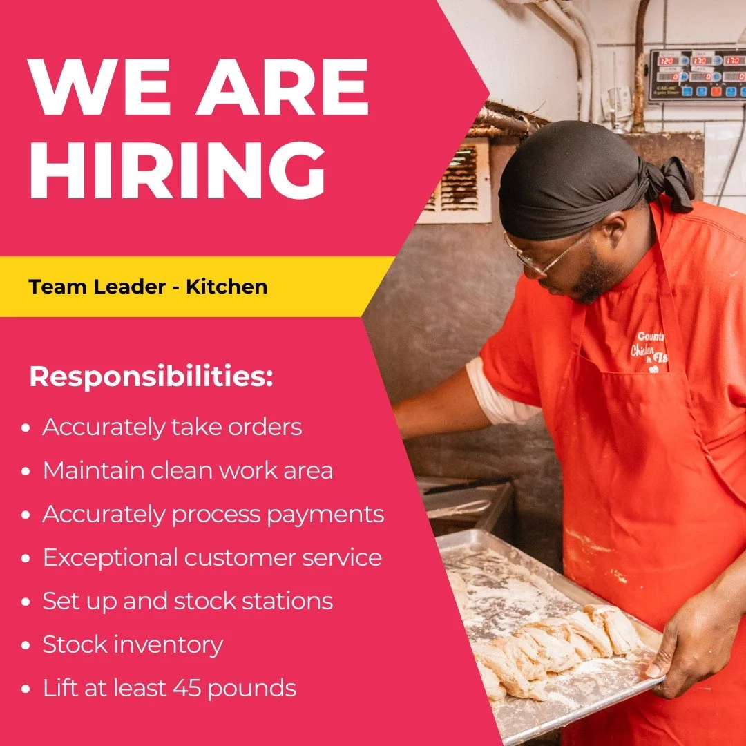 Now Hiring a Team Leader!

Country Chicken N&rsquo; Fish has been serving Lakeland since 1983, and now we&rsquo;re looking for a Team Leader to help keep the tradition going strong. 🍗🐟 If you&rsquo;ve got the drive to lead and the heart for great s