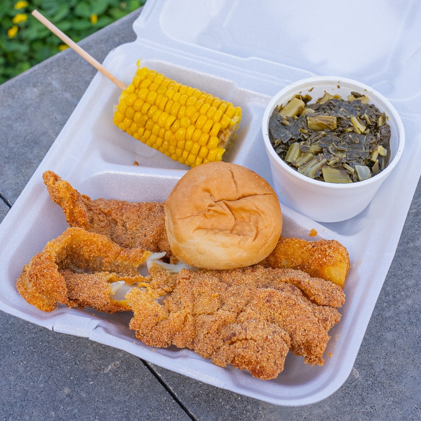 Flakey fish with those classic southern sides, takeout doesn't look much better than this! Order online for delivery or pickup with the link in our bio!