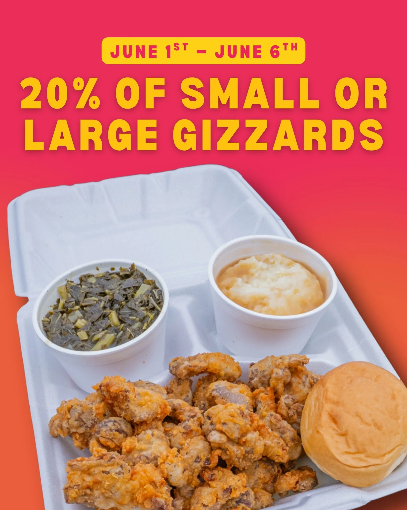 Kick off Gizzard Month the right way 🍗
Enjoy 20% off small or large gizzards, no better time to get your fix!