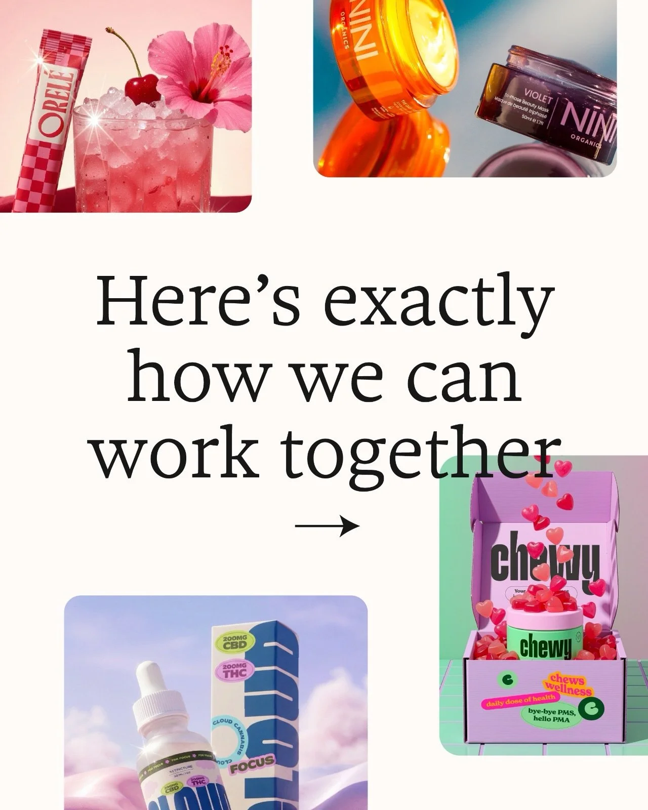 Here&rsquo;s exactly how we can work together 🤝

You come to me with a killer product, but a brand that isn&rsquo;t doing the work yet. Over 6 weeks we uncover your unique brand personality, the one people actually feel on a human level, the persona