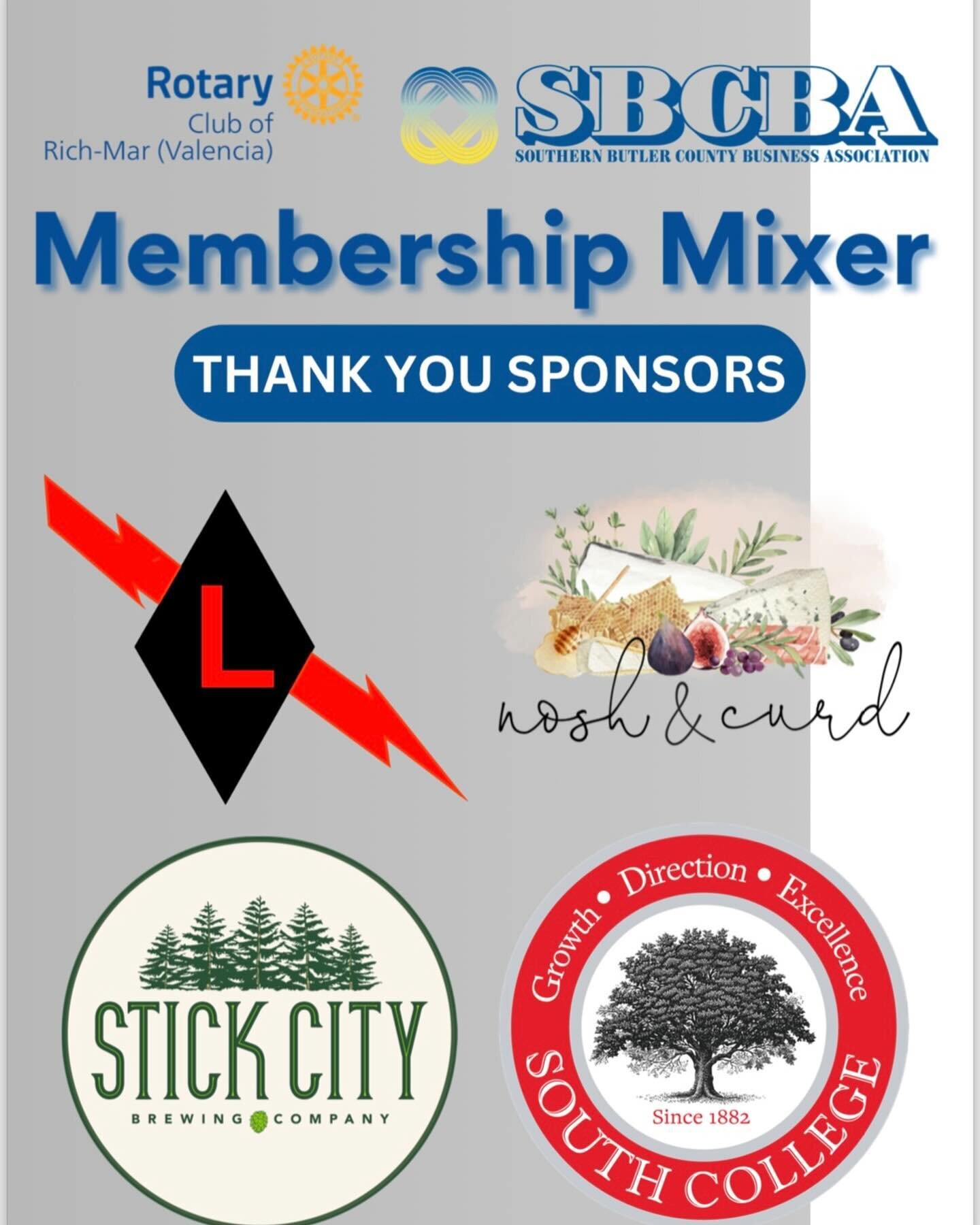 ‼️Reminder‼️ Our membership mixer with the Rich-Mar Rotary is tomorrow from 6:00 PM to 8:00 PM at Richland Municipal Center. Don&rsquo;t miss out! We&rsquo;d like to give a big shout out to all our awesome sponsors - @noshandcurd , @stickcitybeer, Le