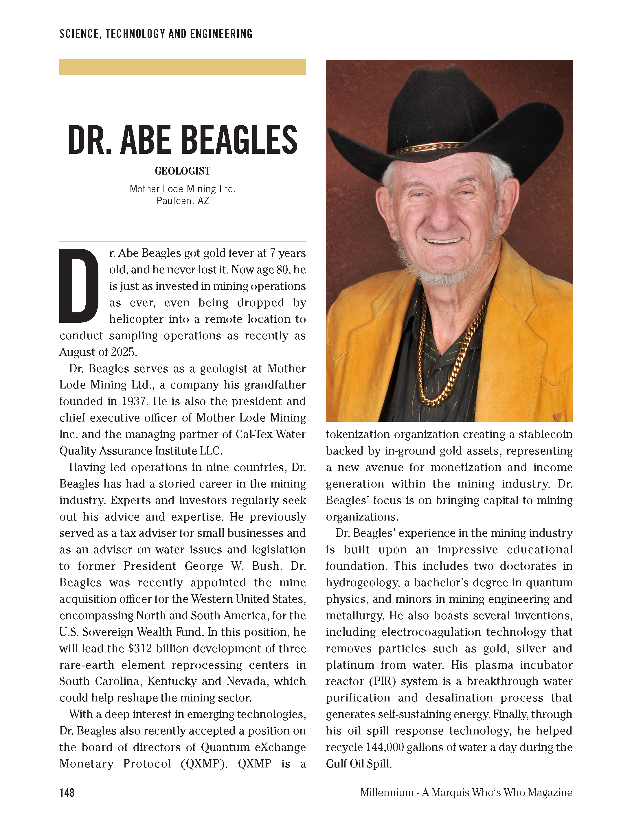 Reveiw of Dr Abe Beagles Geologist