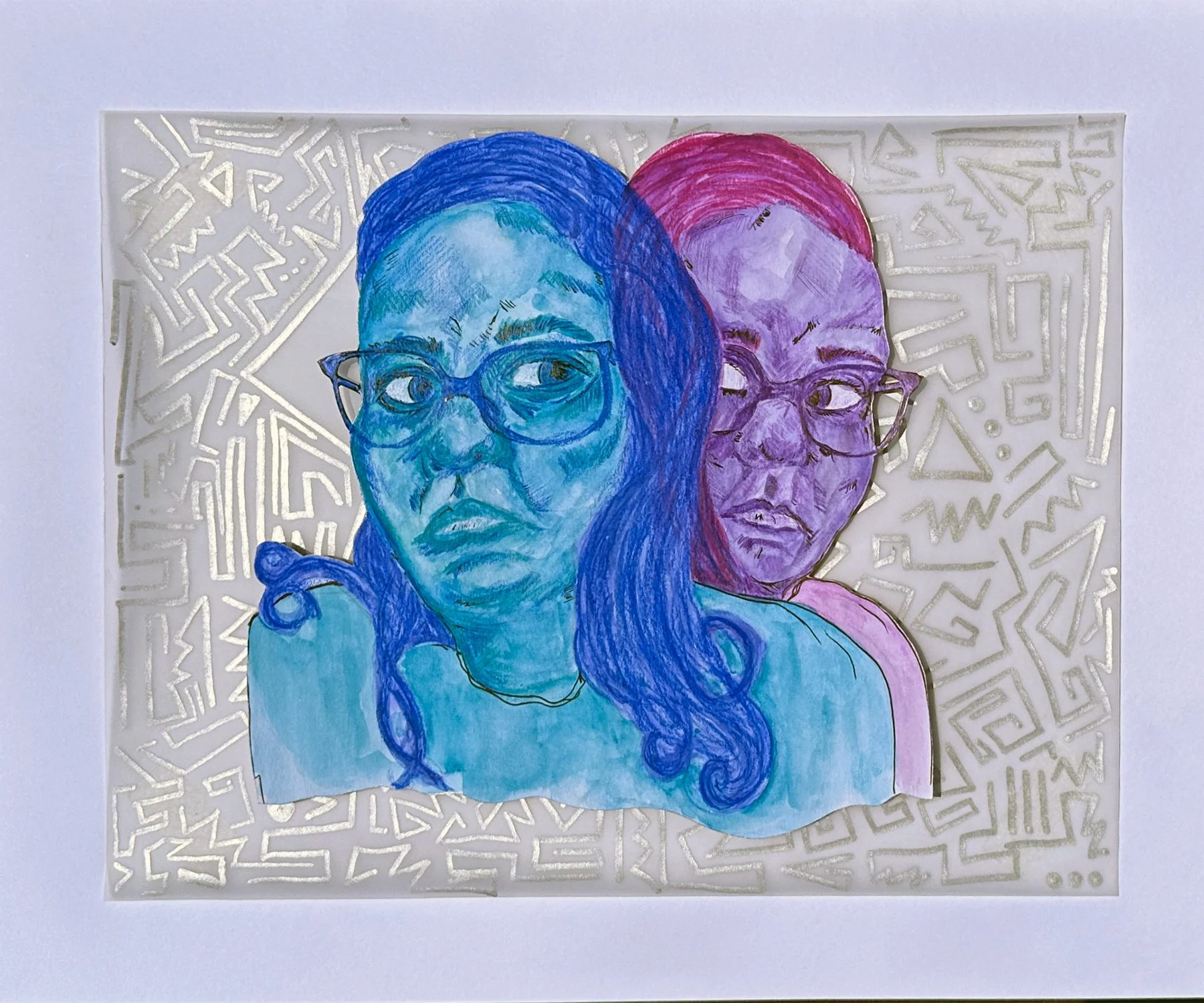She Whispers Doubt, 11x14", Watercolor, Color Pencil and Ink
