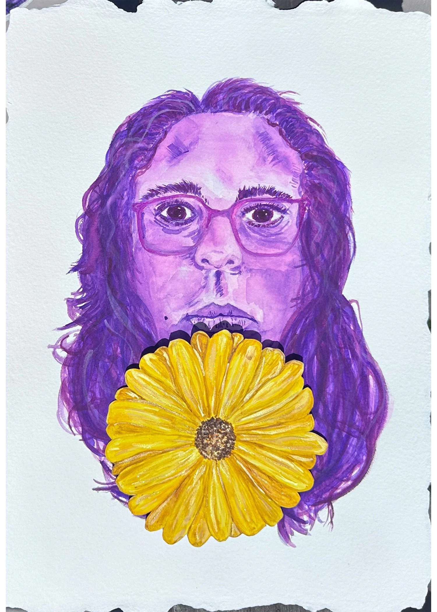 Evolves, 15X11", Watercolor, Color Pencil Ink, Moveable/Rotating Daisy