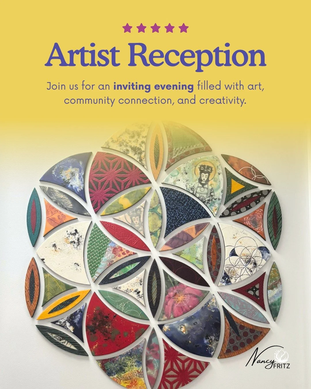 Join me this Thursday, June 25 from 5&ndash;8pm at the @indyartcenter  for the Art From the Heartland artist reception. I&rsquo;d love to meet you in person and share Weave of Life you. Come say hello. 
#NancyFritzArt #ThreadOfLife #ArtFromTheHeartla