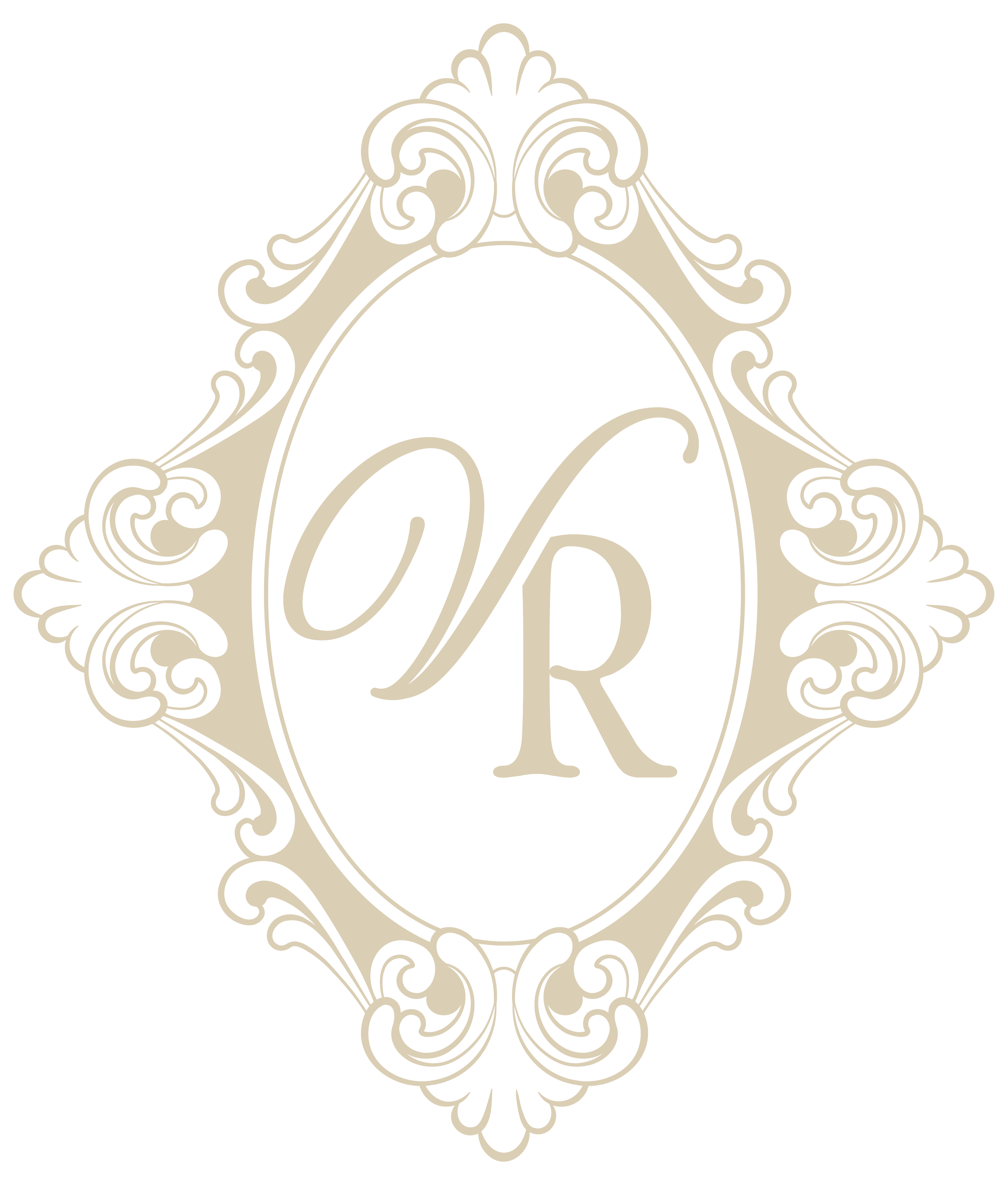 Elegant vintage frame with intricate scrollwork design surrounding a monogram letter 'A' in the center.