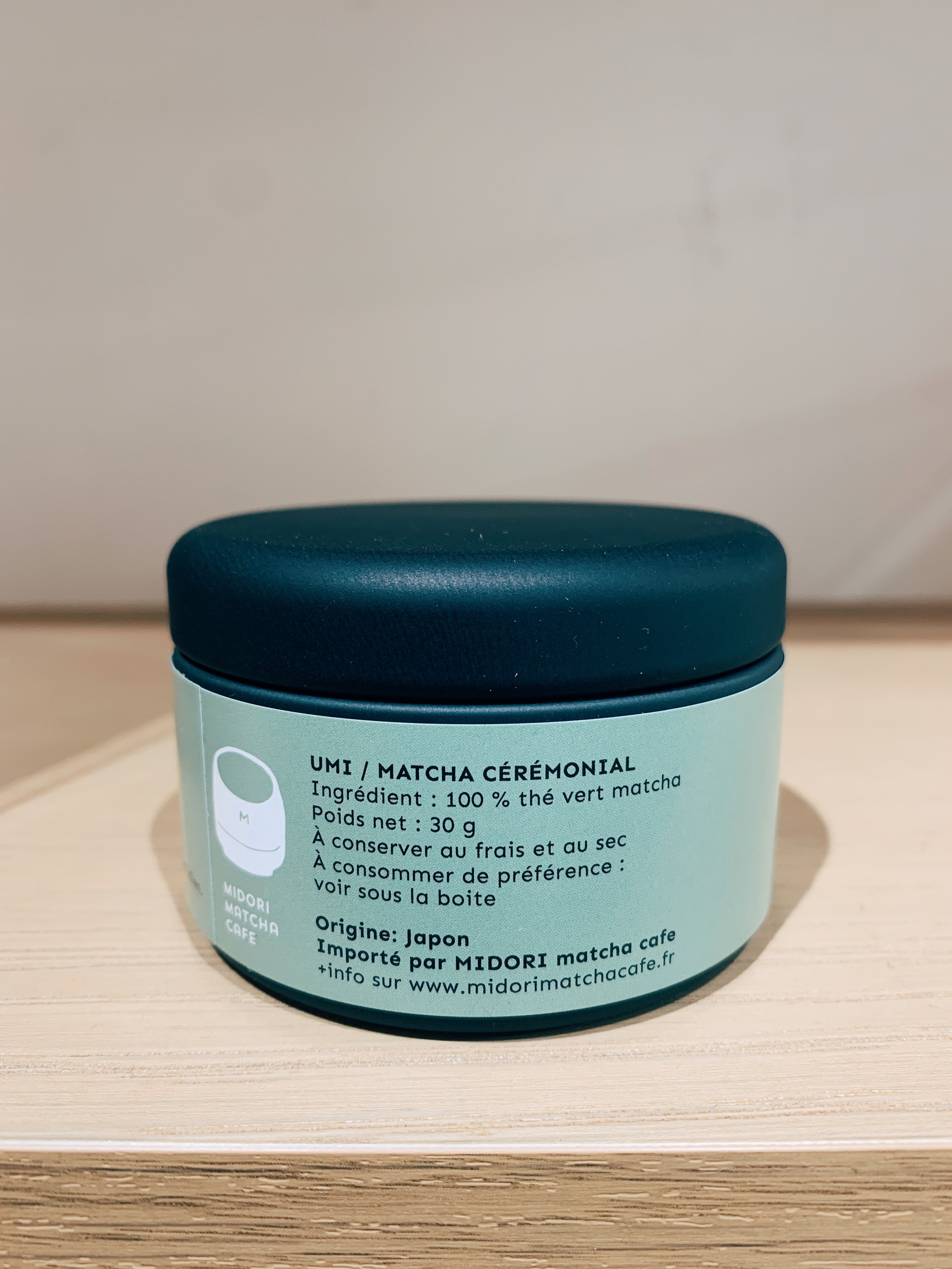 Boite de matcha UMI 30g verso