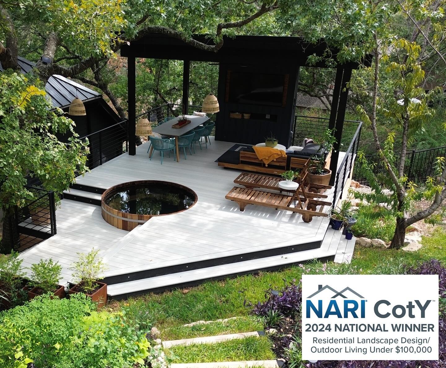 Proud to post this @nari_national 2024 National CotY award winning deck! Congratulations to Sloan for his amazing design and Edgar and crew for a beautiful build. Austin Deck is honored to be recognized with this award. 

@austinnari @timbertownausti