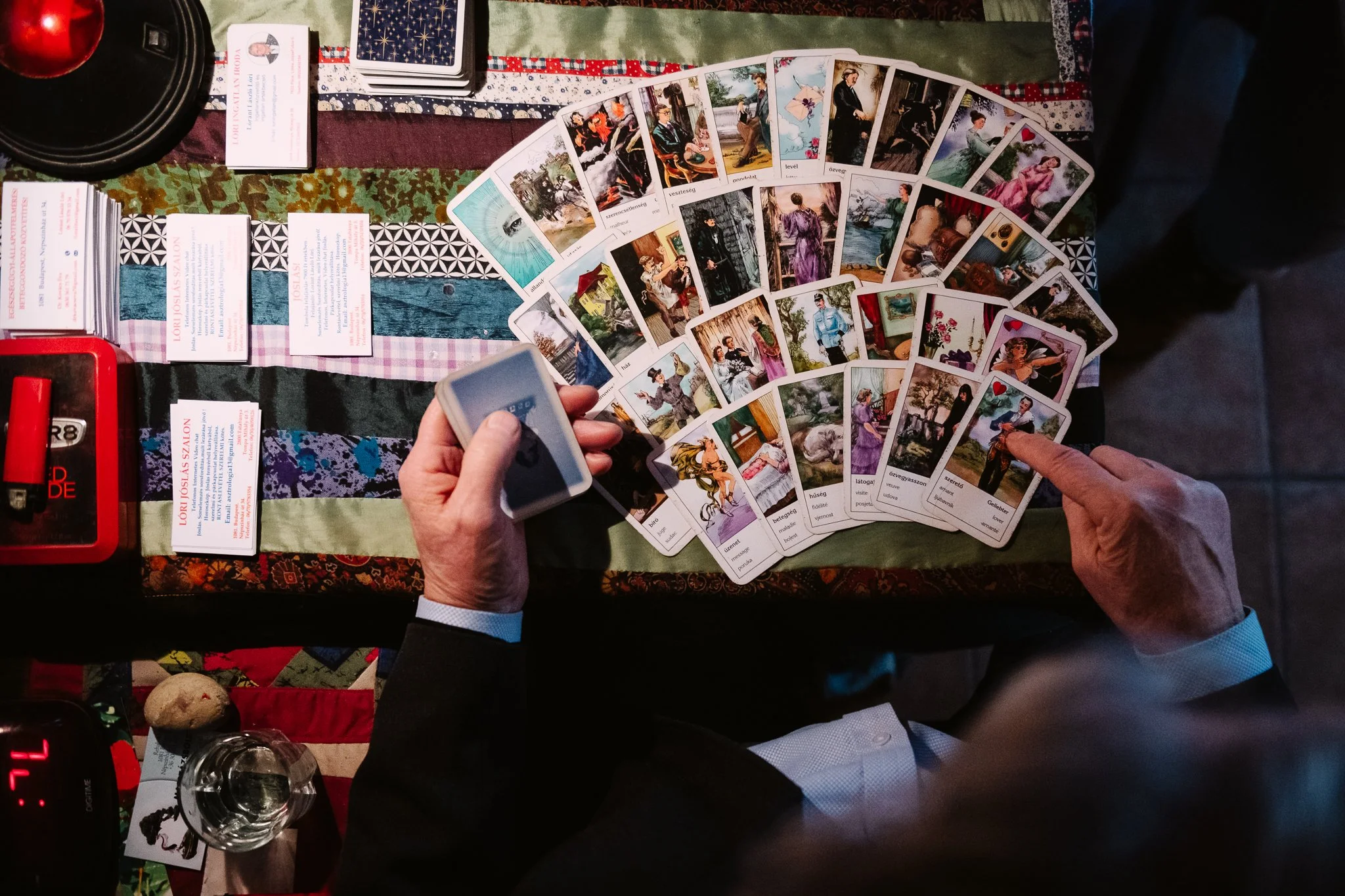 The cards of the gypsy card. That is how fortune telling happens.