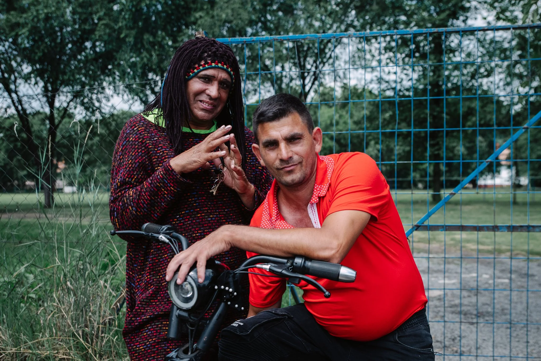 Locals posing for a photo close to one of the polling stations.