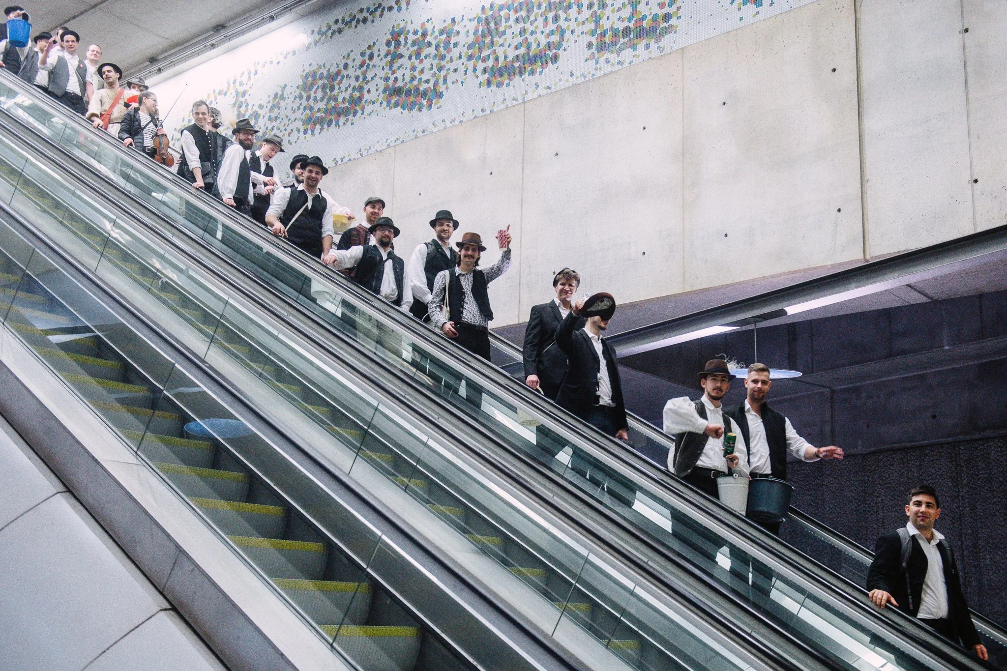The boys at the Kálvin station of metro line 4.