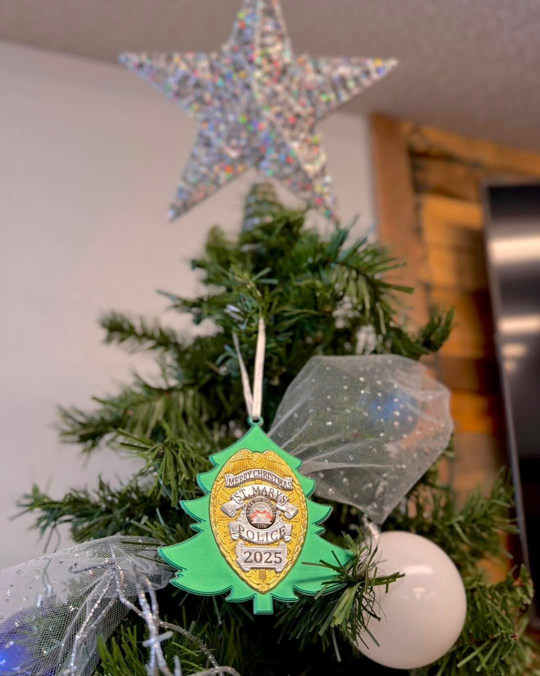 On behalf of the pastors, staff, and church body, we would like to thank the St. Marys Police Department for thinking of us this Christmas season. The ornament means so much to us and will beautifully rest atop our tree at the church.