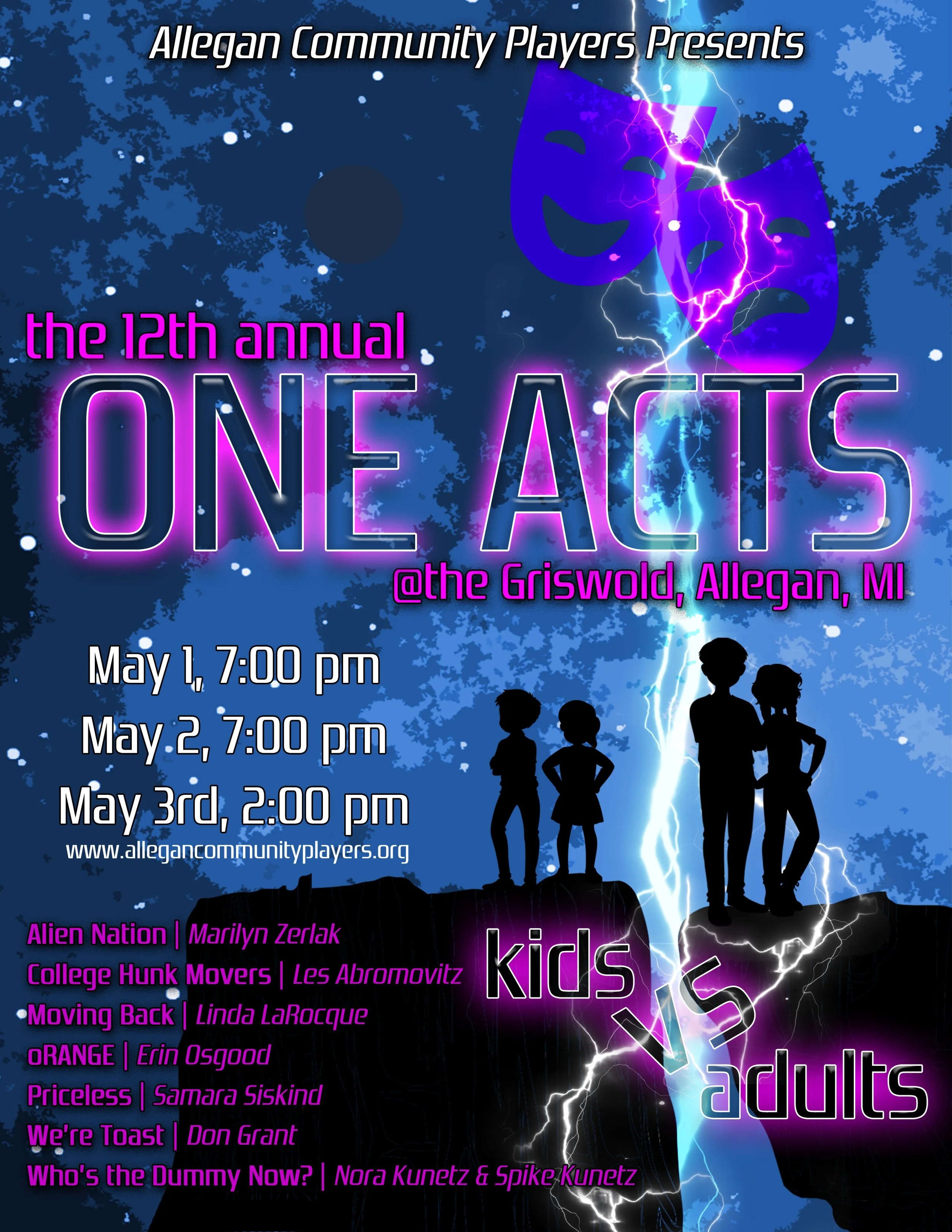 Allegan Community Players 12th Annual One Acts Festival: Kids vs Adults 
