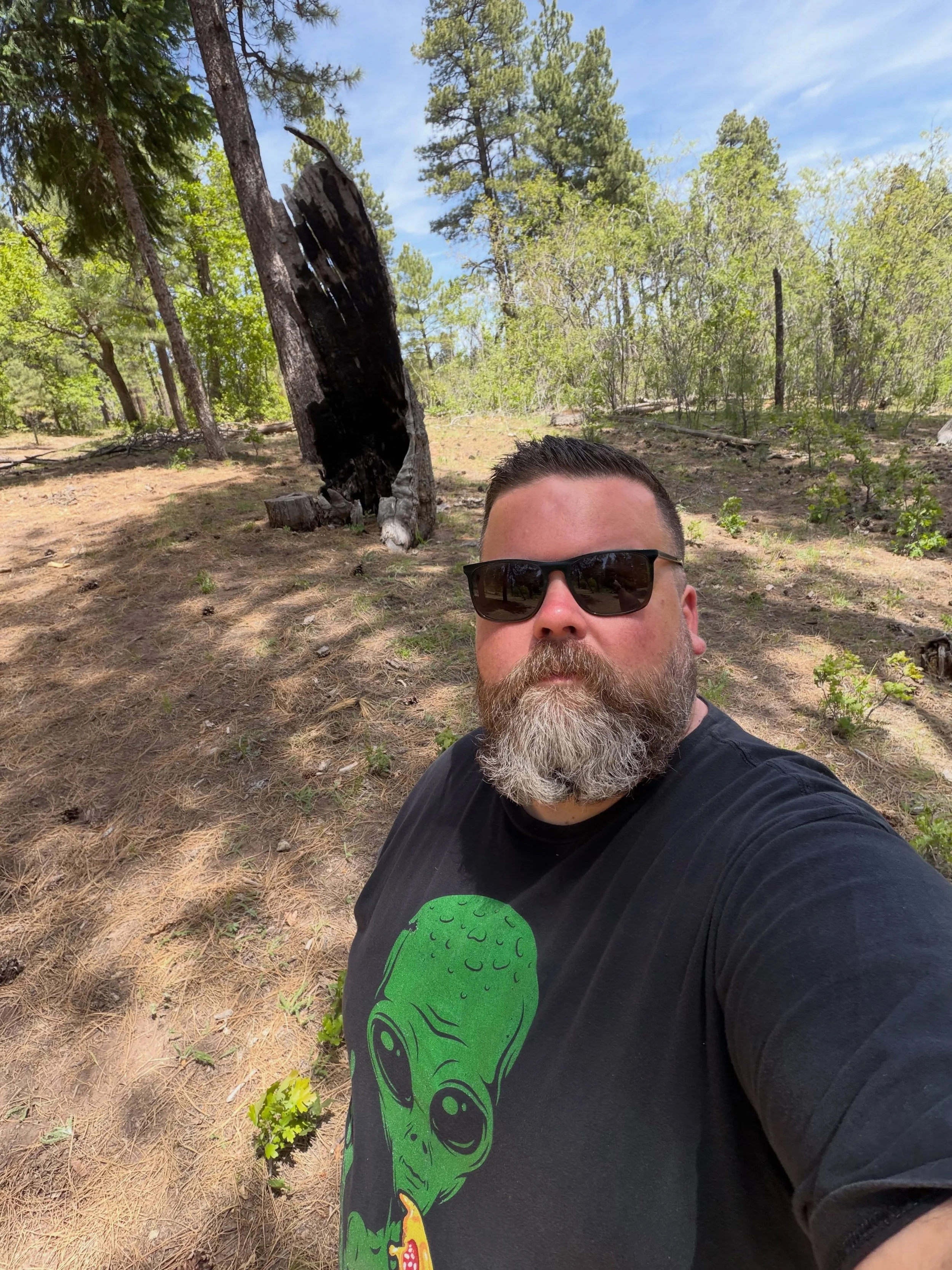 Spent the night at the #traviswaltonabduction site. Have you ever seen the movie Fire In The Sky? This is the place that film was based on. We&rsquo;re heading into the forest with a geiger counter to look for radiation in the trees. Some people clai