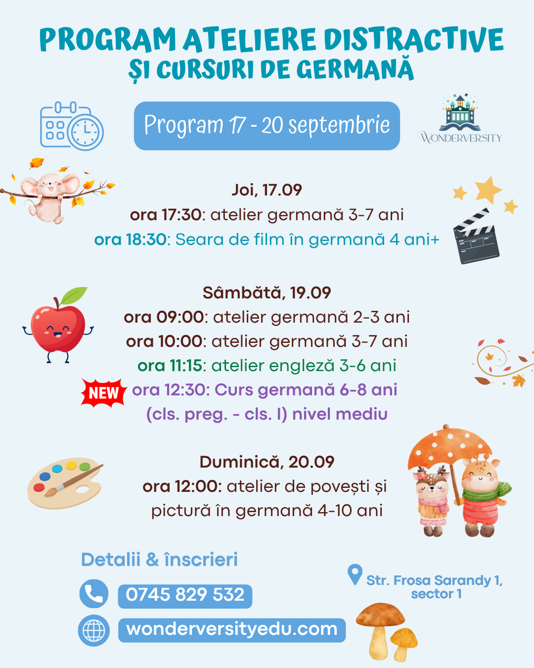 ateliere limba germana limba engleza pentru copii bucuresti sector 1 wonderversity seara de film curs limba germana copii