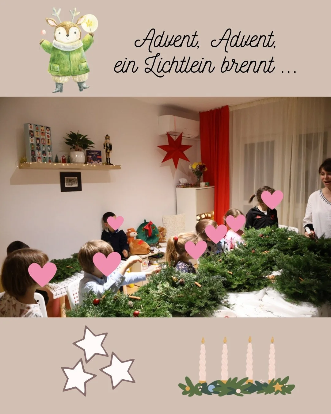 ⭐️ Ce ocazie minunată de a ne &icirc;nt&acirc;lni &icirc;ntr-un cadru festiv și de a afla povestea &icirc;ngerilor și a stelelor din această perioadă magică de dinainte de Crăciun!

🌲 Din m&acirc;inile copiilor au ieșit niște coronițe de Advent minu